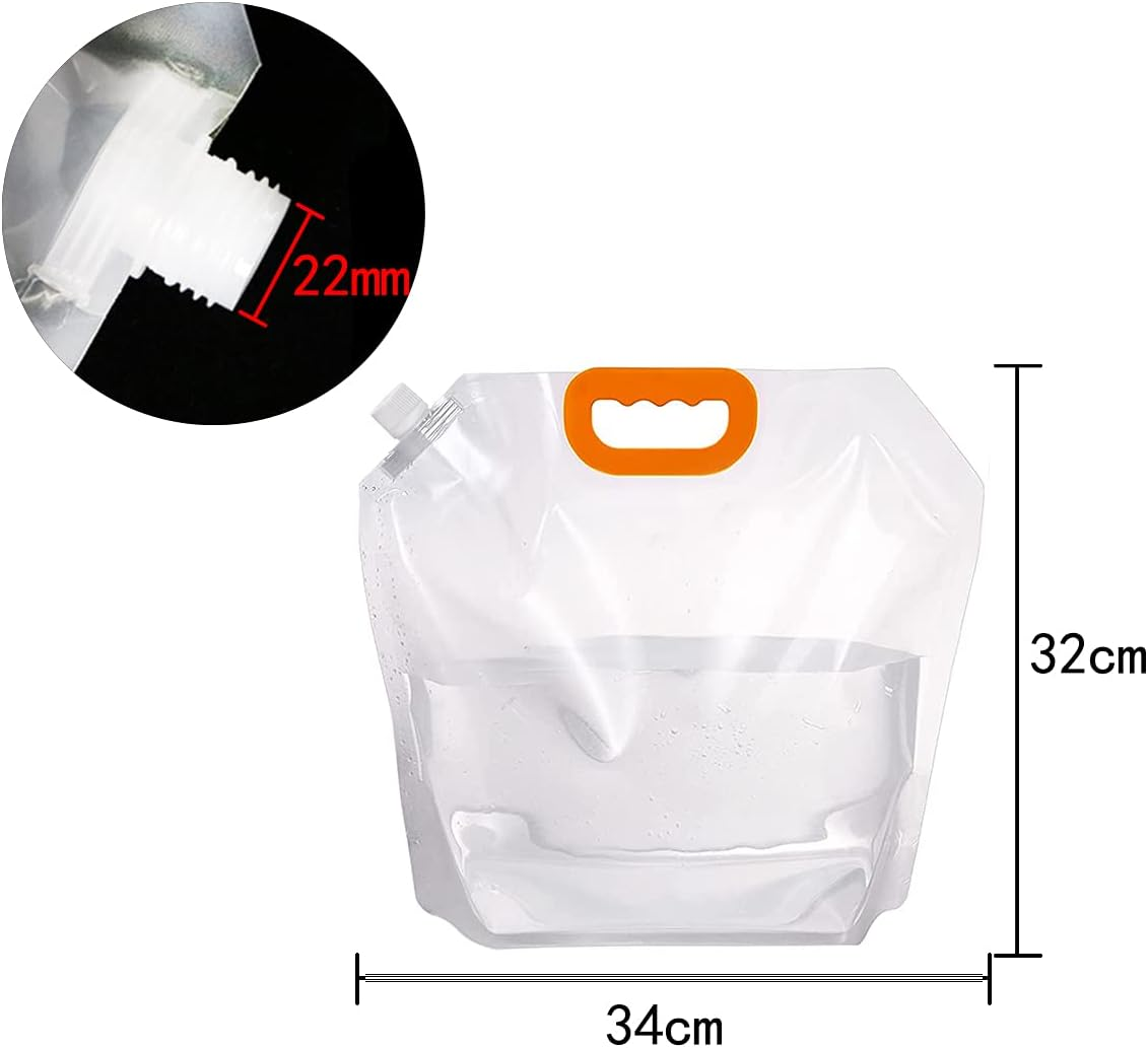 WELANE Collapsible Water Container, 2 PCS Portable Water Storage Carrier Bag for Outdoor Camping (5L /1.32Gallon) image number 5
