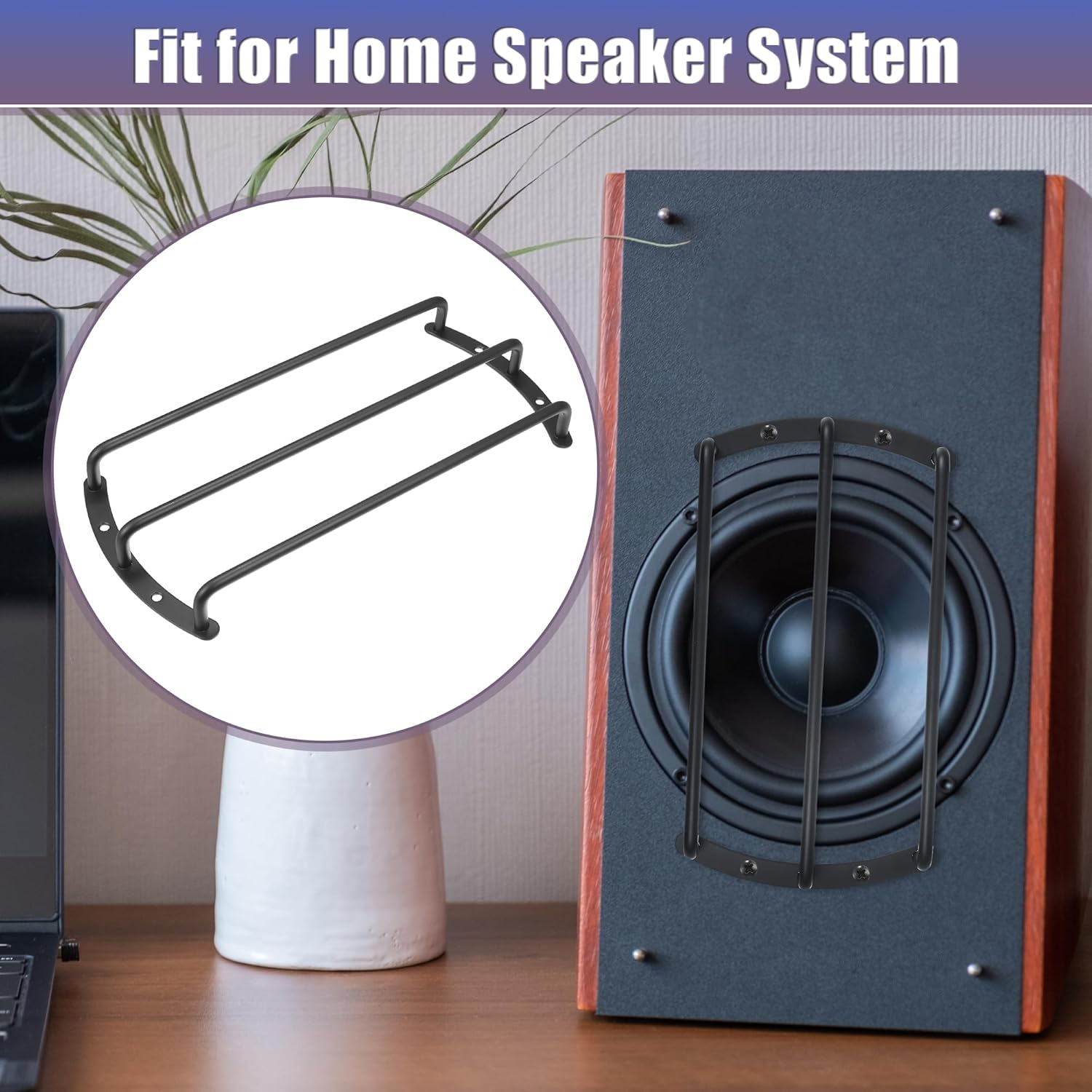 X AUTOHAUX Universal Black Iron 10" Speaker Grill Bar Audio Speaker Subwoofer Grill Grille 10 Inch 3 Bar Speaker Grille Bar Woofer Protective Cover with Screws - Pack of 1 image number 3