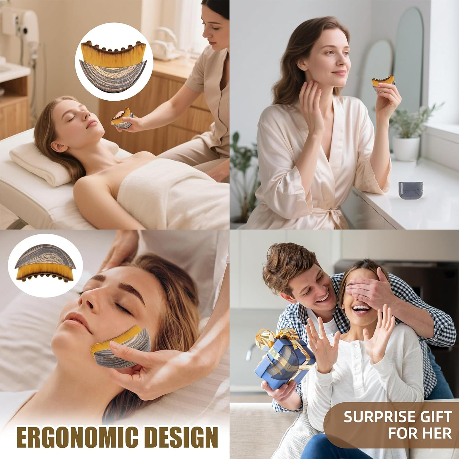 1PCS Lymphatic Contour Face Brush for Lymphatic Drainage & Facial Sculpting &ndash; Ergonomic Dry Face Massager for Jawline & Face, Helps Reduce Puffiness & Boost Skin Glow image number 4