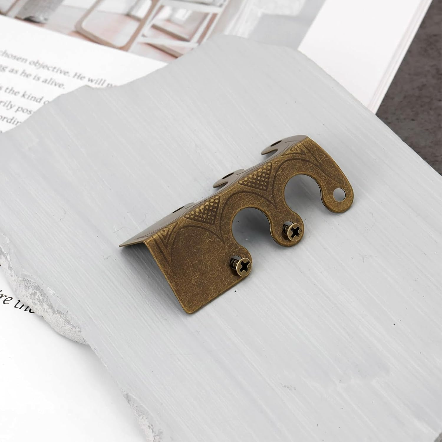 12Pcs Metal Corner Protectors Baseboard with Screws for Furniture Living Room Office and Jewelry Gift Packaging 4.8X2.9X2.1Cm Bronze image number 6