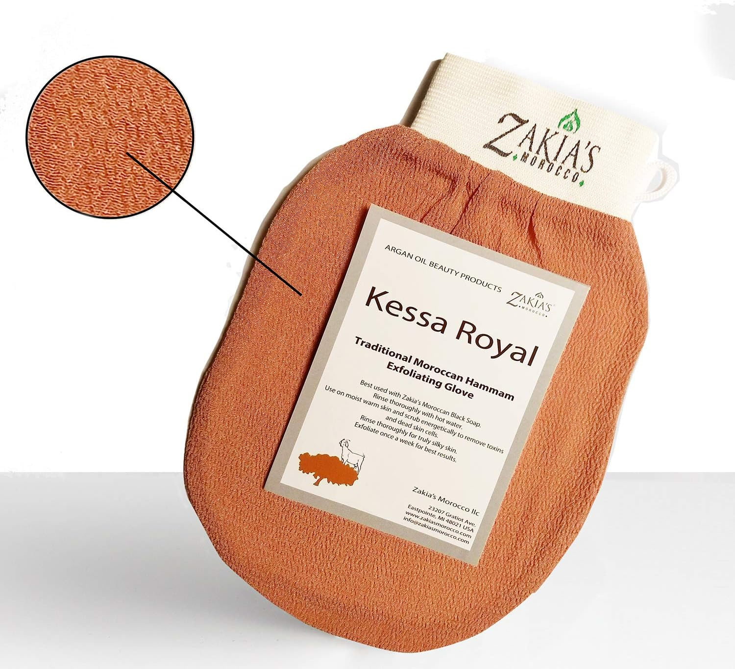 Zakia'S Morocco 8 Oz Moroccan Black Soap -Exotic Orange Blossom Scent with Kessa Exfoliating Glove