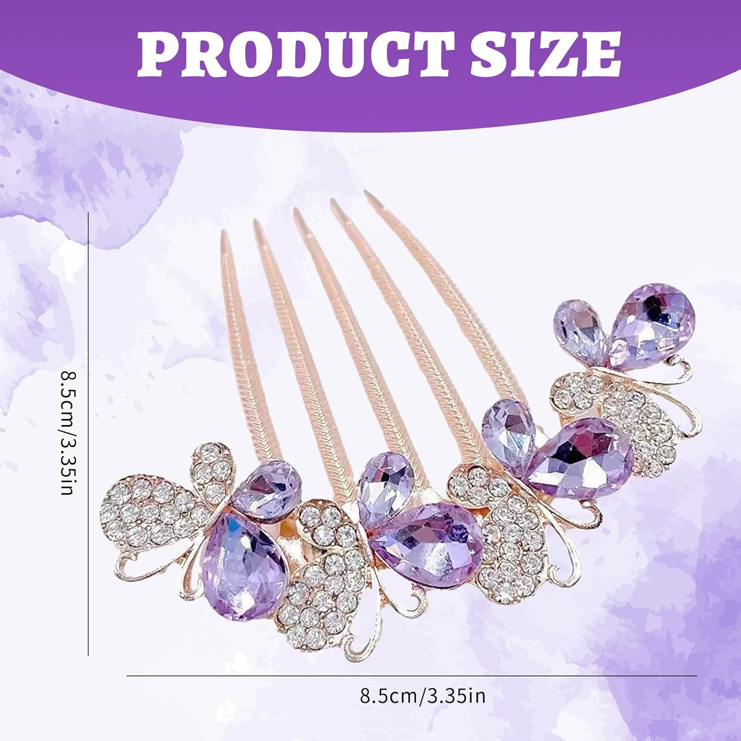 JEYORZY 1 X Hair Combs with Rhinestones, Hair Combs, Hair Comb for Cliping, Butterfly and Flowers, Hair Combs with Rhinestones, Hair Combs for Women Gifts, Bridal Hair Accessories, Hair Side Combs For image number 1