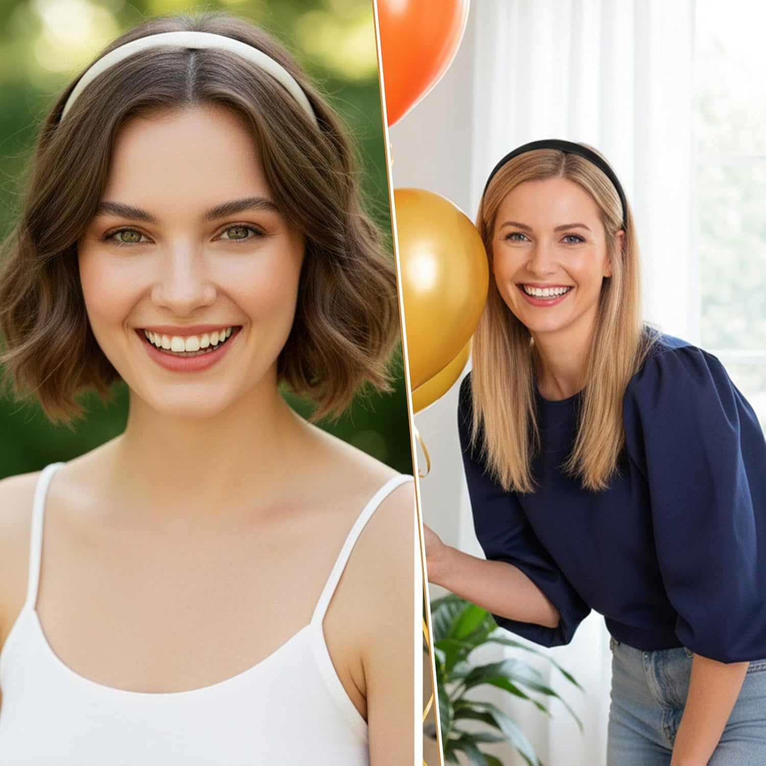 Pack of 2 Satin Headbands Adjustable Thin Hair Band Women'S Fashion Women Headband Hair Accessories Hard Fashionable Solid Headband for Girls Party Wedding Stage Holiday Yoga Face Washing image number 1