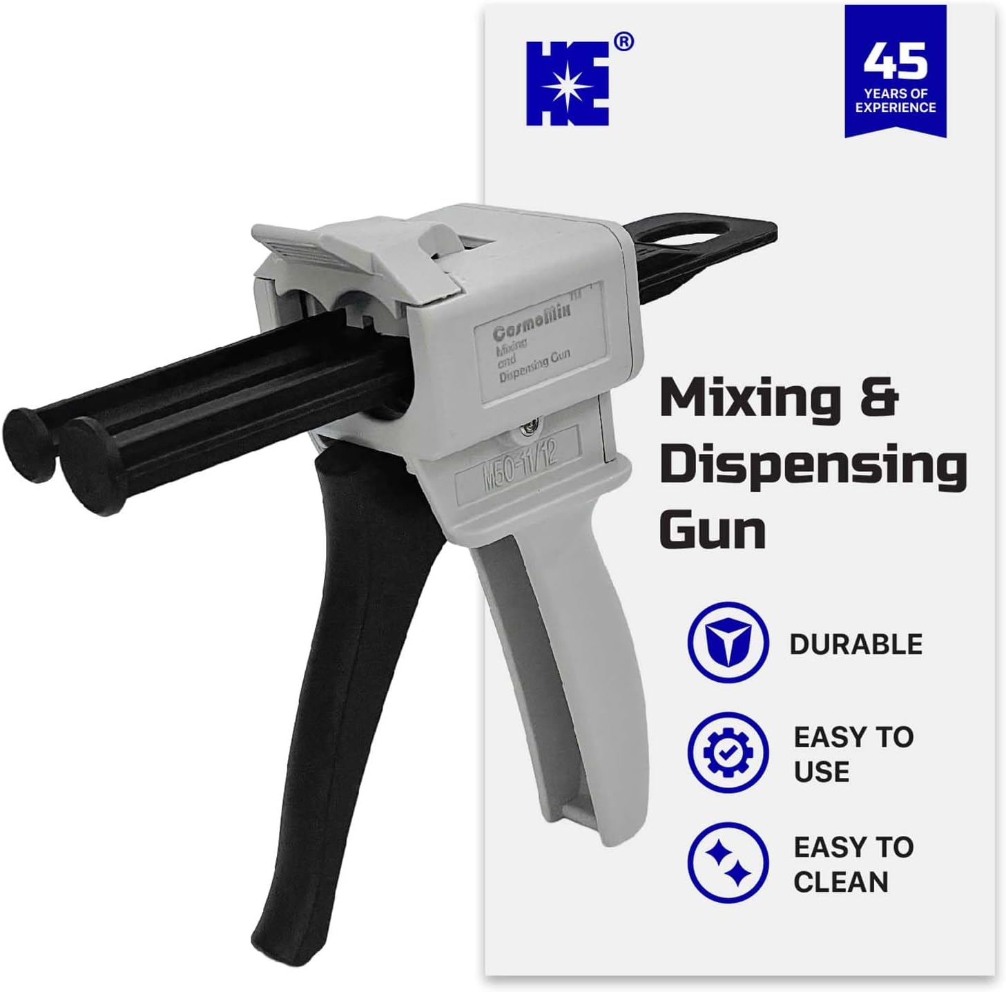 Cosmostar Mixing and Dispensing Gun, Impression Mixing Dispensing AB Gun Ratio 1:1/1:2 for 50Ml Adhesive Material, Mixing Cartridge Dispenser Gun, Cosmomix Epoxy Cartridges Gun (1:1/2:1-1 Pcs) image number 5