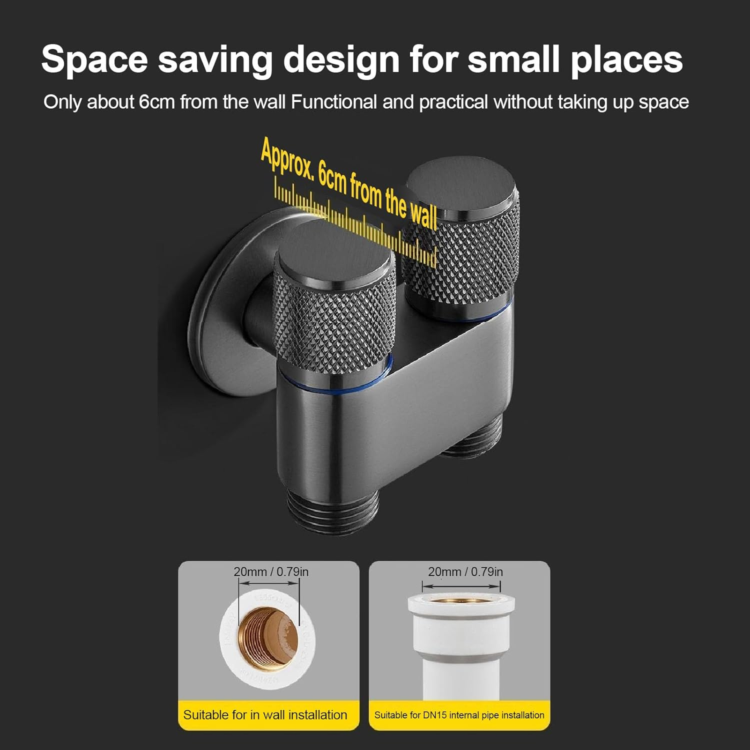 Dual Switch Water Valve, G1/2In 1 in 2 Out Dual Switch Valve, Dual Control Valve for Feminine Wash Pet Shower Muslim Shower Cloth Diaper Sprayer Toilet Sprayer, Washing Machine image number 5