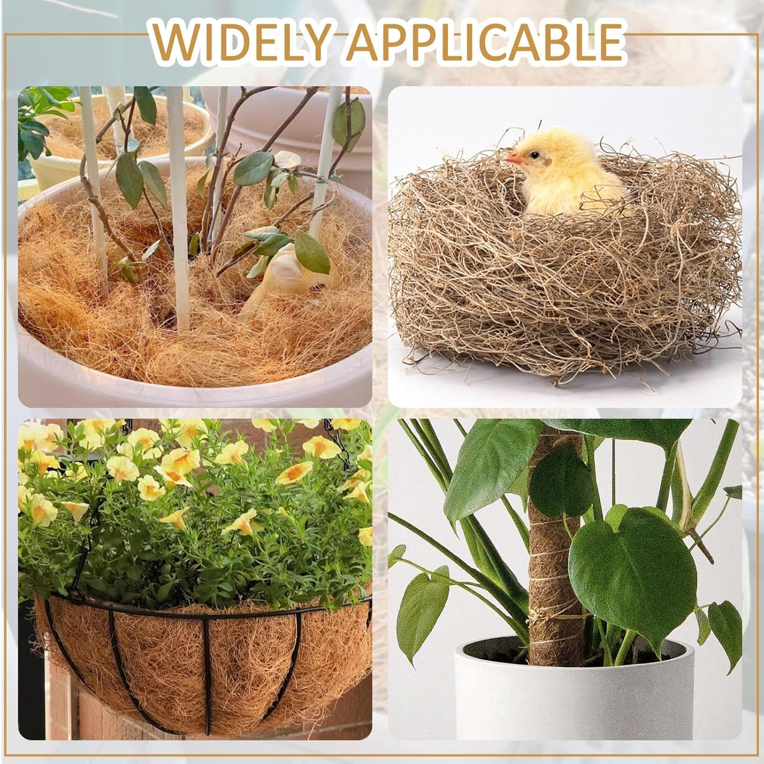 Natural Organic Long Coconut Husk Silk, 500G Pure Coconut Shell Orchid Plant Fiber Substrate Coco Coir Fiber Greenery Covering (1.1 Pounds) image number 6