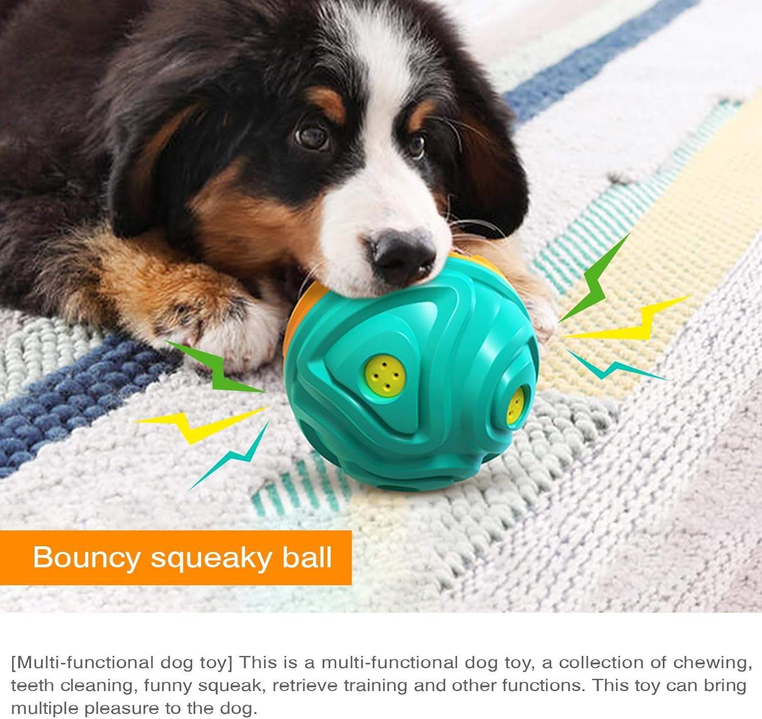 Indestructible Dog Chew Toy Ball, Dog Toys for Aggressive Chewers, Dog Toys to Keep Them Busy, Puppy Teething Toys, Durable Interactive Dog Toys, Stimulating Dog Toys, Squeaky Dog Toys image number 6