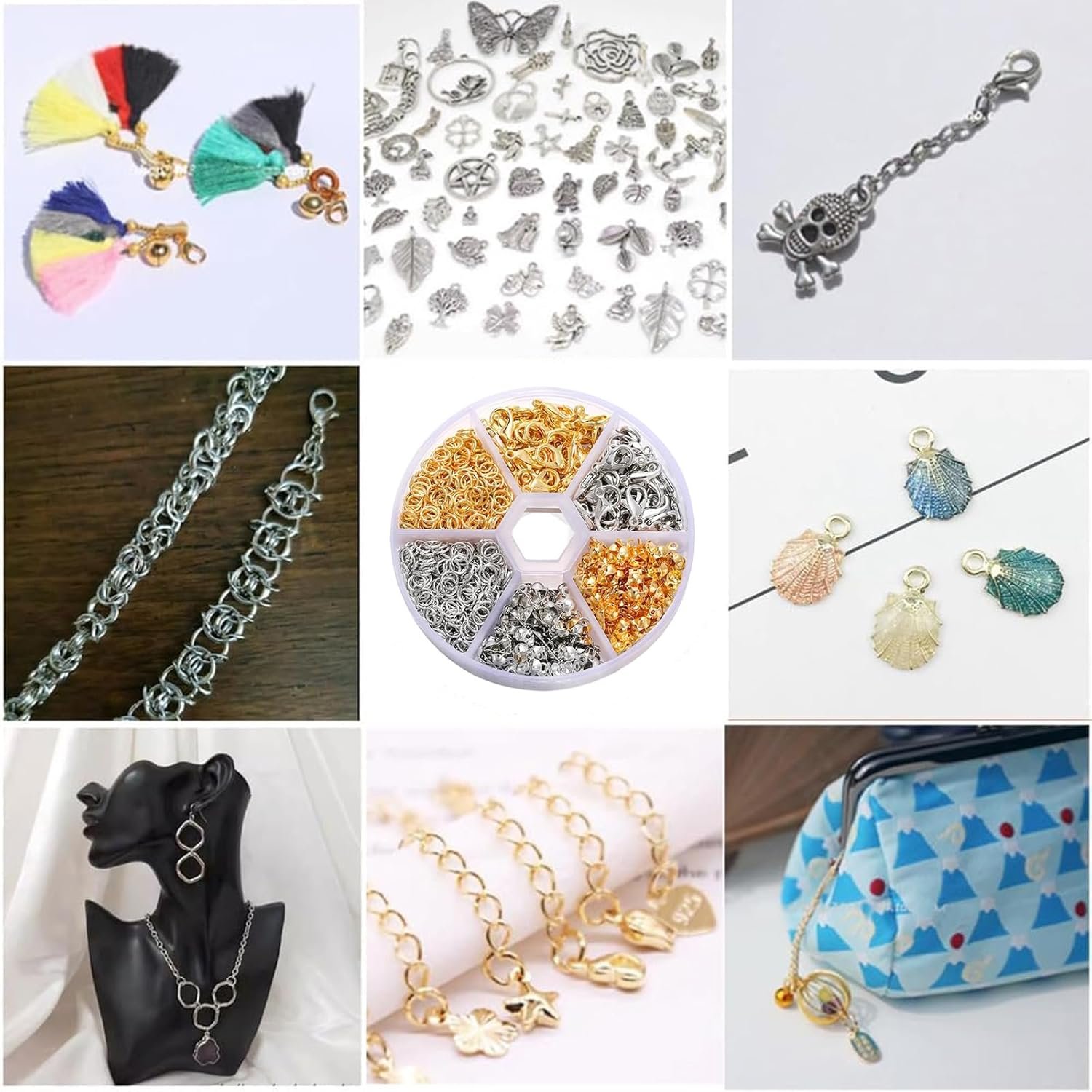 345Pcs Jewelry Making Jump Ring Lobster Clasp Kit,Open Jump Ring Jewelry Making Supplies,Diy Make Bracelet Necklace Material Accessories image number 6