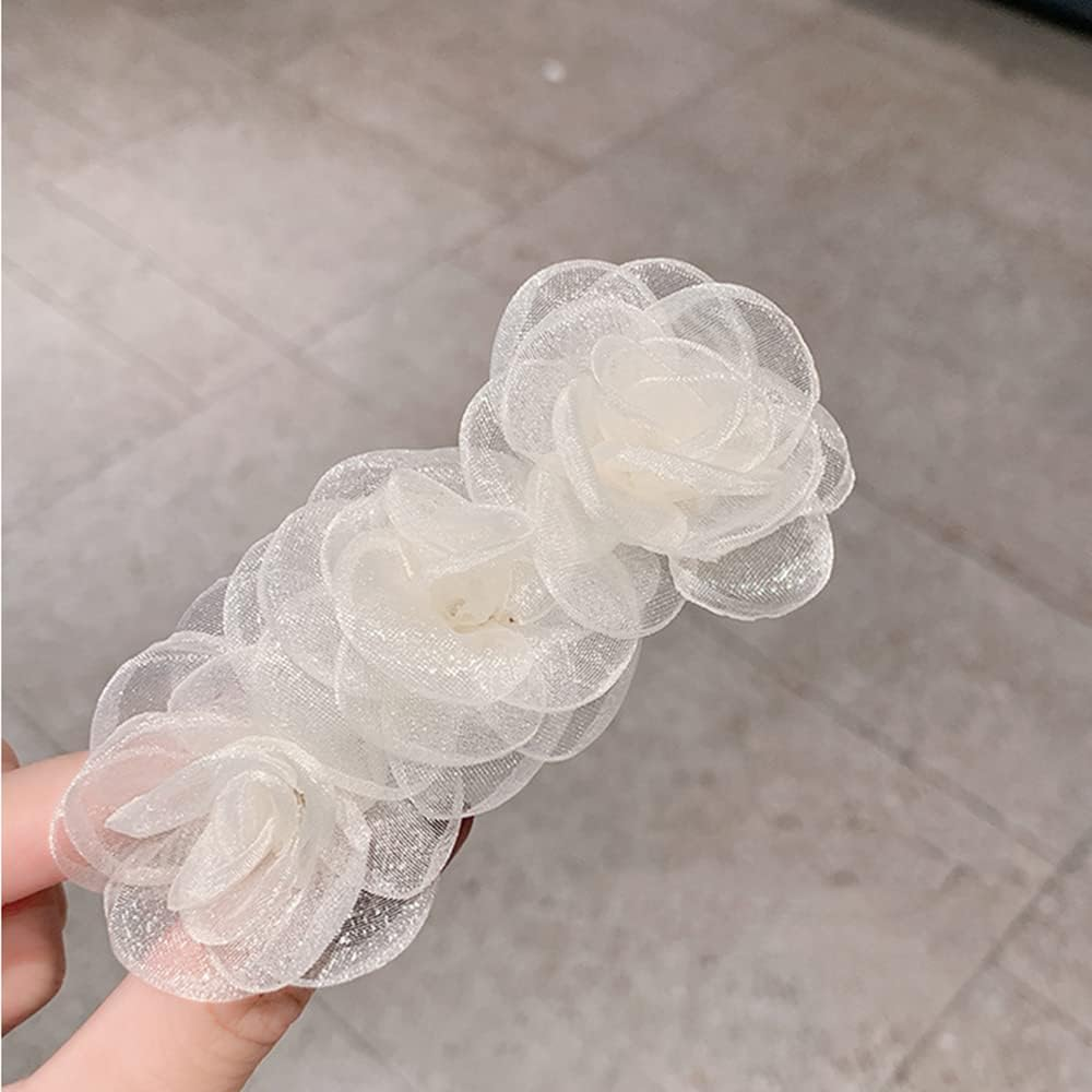 Hair Clips Flower Hair Clips Hair Accessories for Women Girls Kids 2 Pieces Elegant Handmade Gentle Headwear Bridal Styling Tools for Party Wedding Daily Wear image number 6
