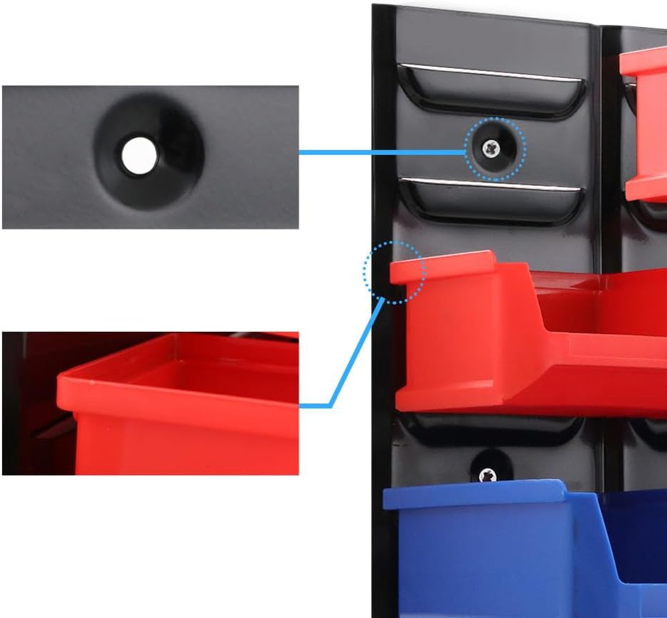 Giantz Storage Bin Rack, 24 Bins Garage Tool Storages Shelving Wall Mounted Toolbox Shelf Bracket Home Workshop Garden Organiser, 40Kg Capacity Stable Steel Backboard Multicoloured image number 3