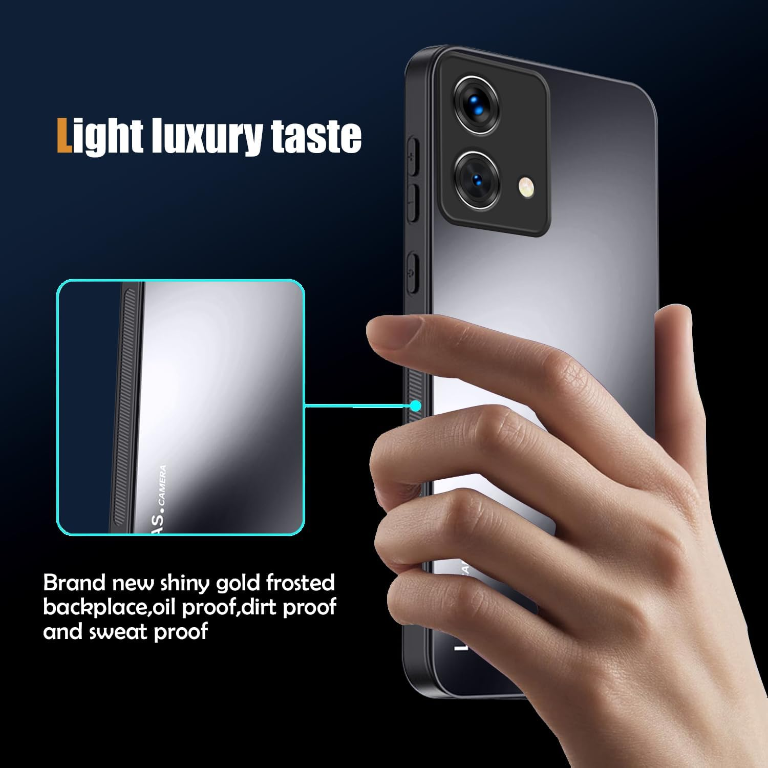 HAOYE Mobile Phone Case for Motorola Moto G84 5G Matte Frosted Case, Slim Non-Slip Shockproof Protective Case, Anti-Fingerprint Full Protection - Black image number 2