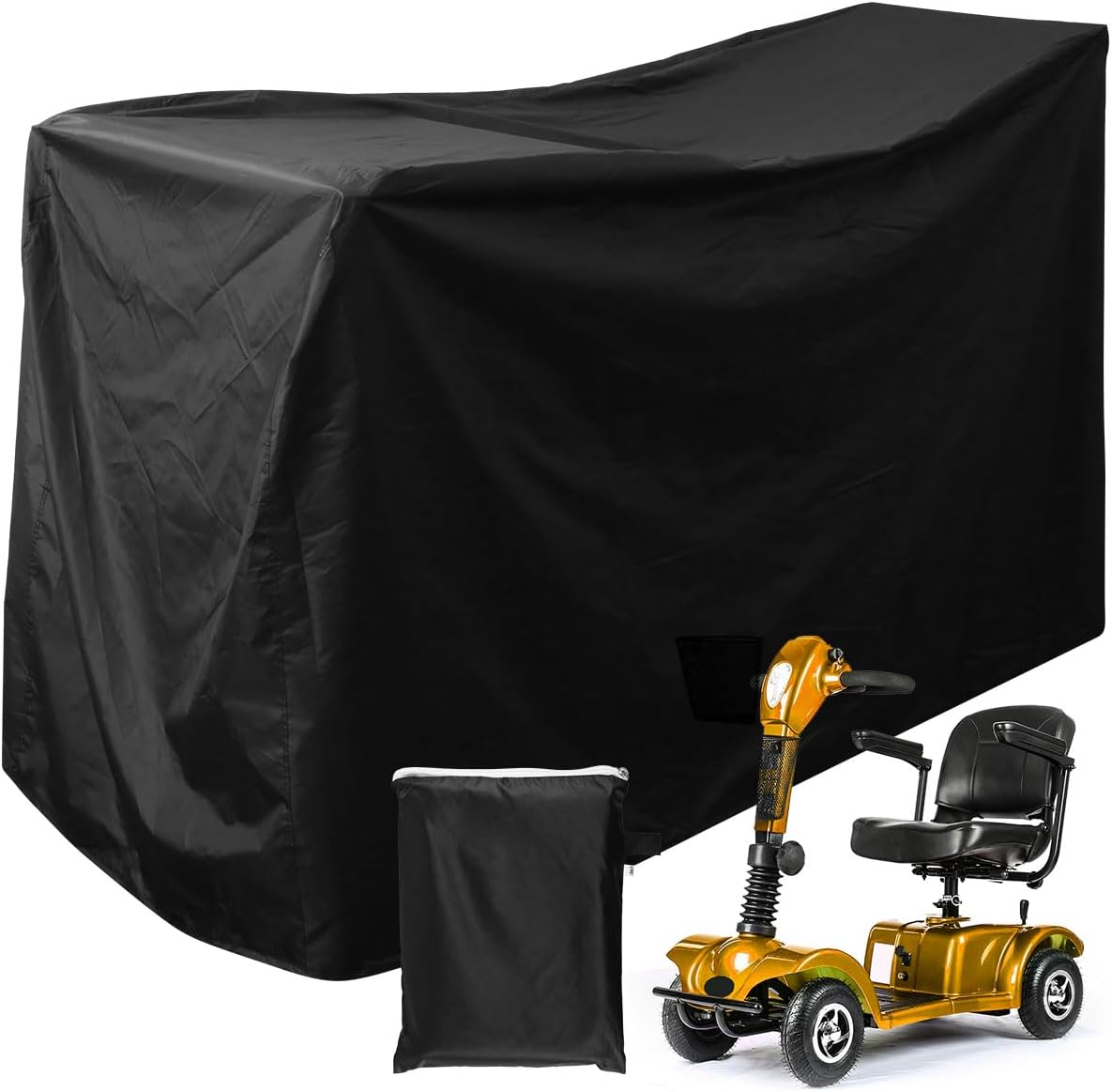 Heavy Duty Mobility Scooter Cover with Storage Bag, 190D Oxford Waterproof, Convenient Mobility Scooter Bag, anti UV Wheelchair Storage Cover (140X66X91Cm) image number 1