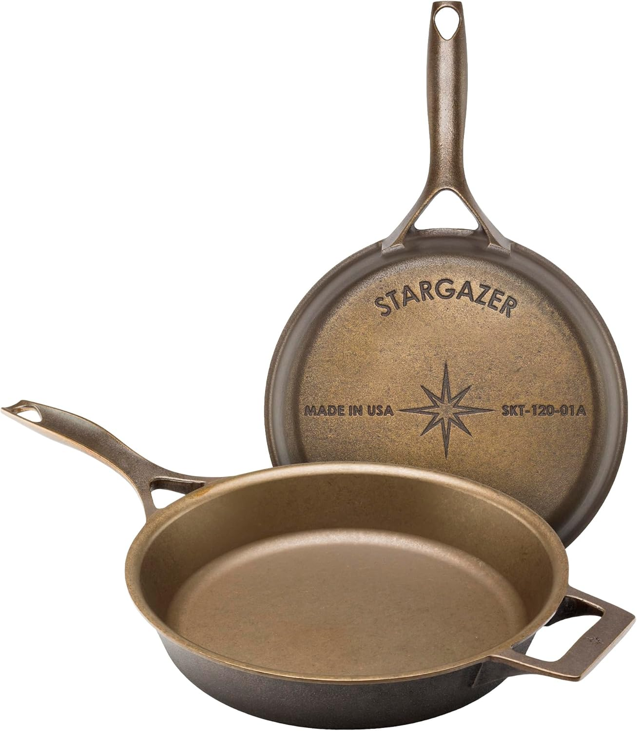 Stargazer 12-Inch Cast Iron Skillet | Made in USA, Seasoned, Even Heat Distribution, Easy to Clean, Smooth Nonstick Finish for Grilling, Frying, Sauteing, Searing, Baking image number 2