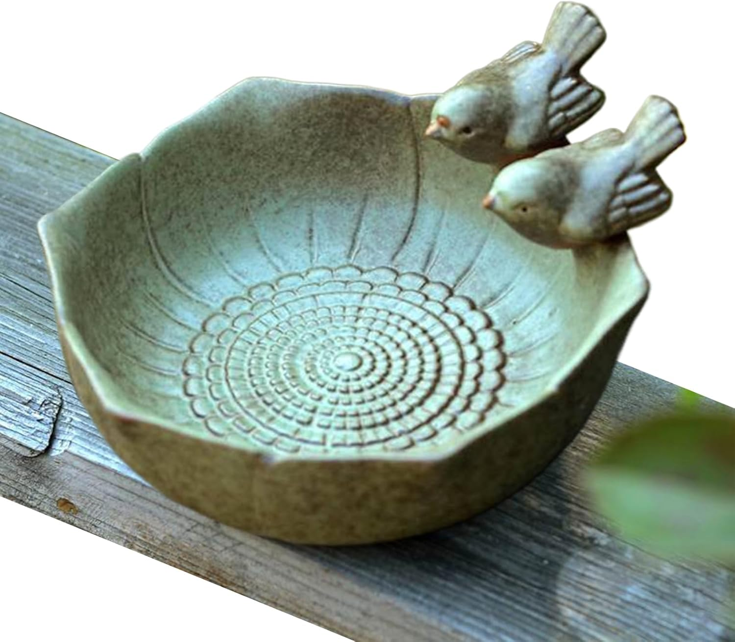 Ceramic Bird Bath - Garden Outdoors Bird Bath Feeder Bowl,Artistic Birdfeeder Tray Birdbaths Yard Decor for Hummingbirds Parrots Butterflies Squirrels
