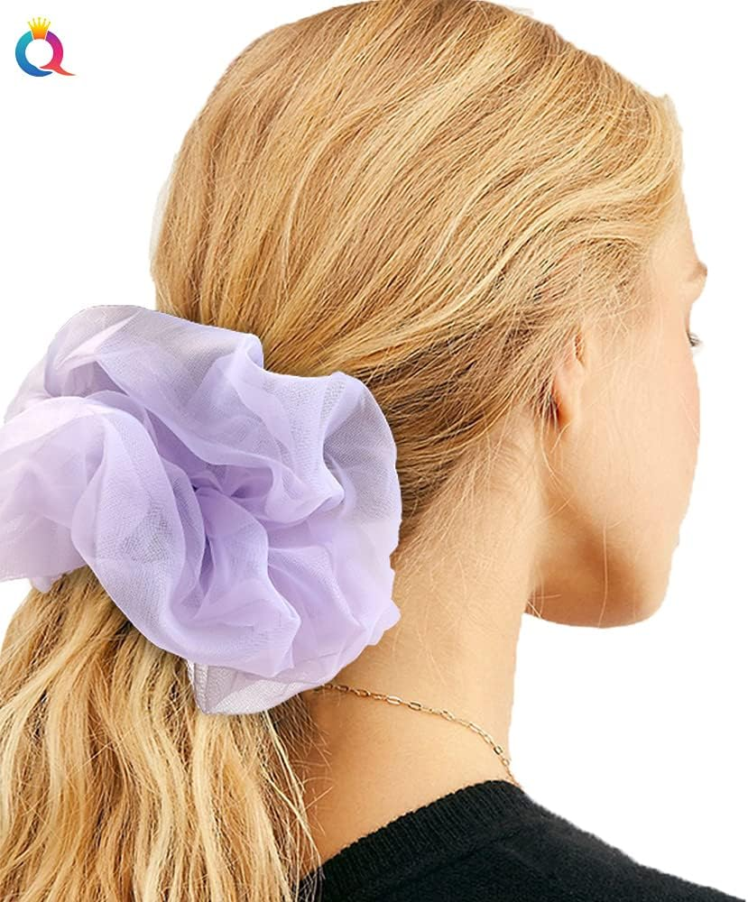 PTNKUIIY Women'S Scrunchies, Pack of 5 Oversized Hair Bobbles, Elastic Hair Bands, Vintage Ponytail Holder, Scrunchies for Long, Fine or Thick Curly Hair, Girls, Beige image number 2