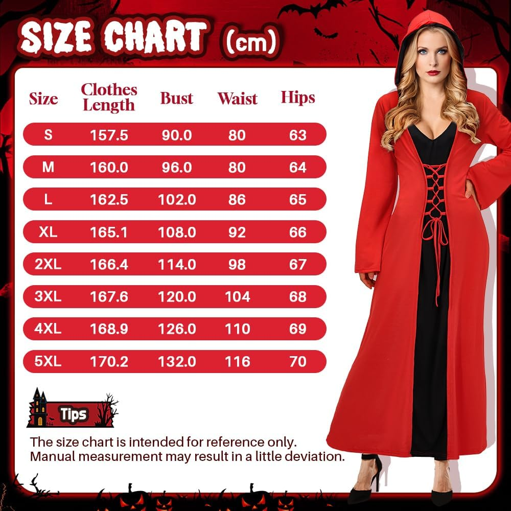Slowton Womens Halloween Costumes for Adults Medieval Hooded Maxi Dress for Women Fashion Hooded Robe Costume for Halloween Cosplay Party image number 3