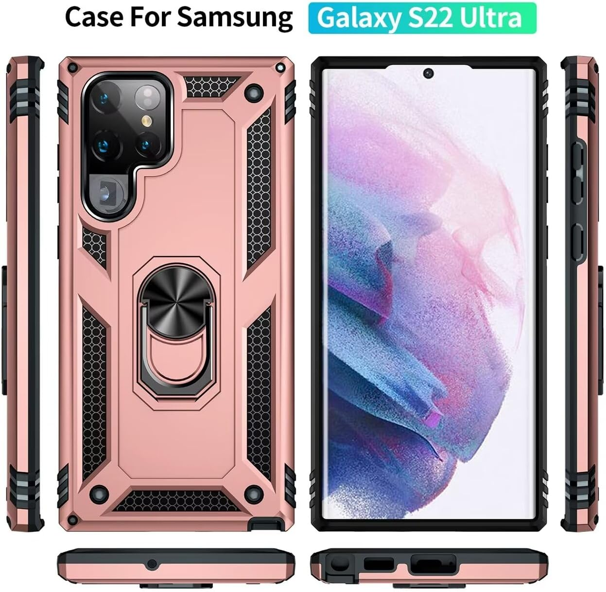 CLYDITE Case for Samsung Galaxy S22 Ultra Case Rose Gold Mobile Phone Case with Anti-Spy Privacy Protection Film Privacy Screen Protector image number 7