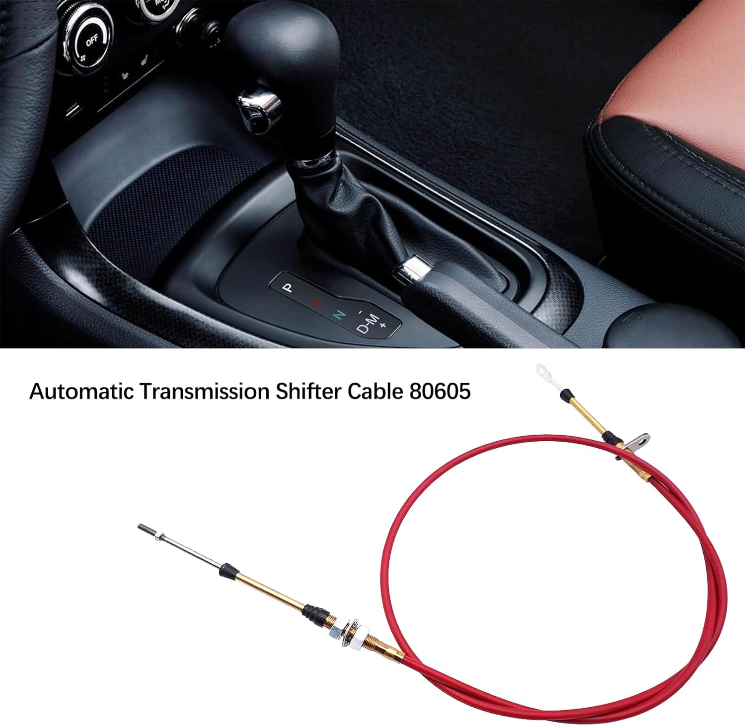 5Ft Long Automatic Transmission Shifter Cable Eyelet End, Replacement for B&M Automotive Heavy Duty Performance Shifter Cable, Shifter Cable Af72-1001 BM-80605 0.25" Outer Diameter Red image number 2