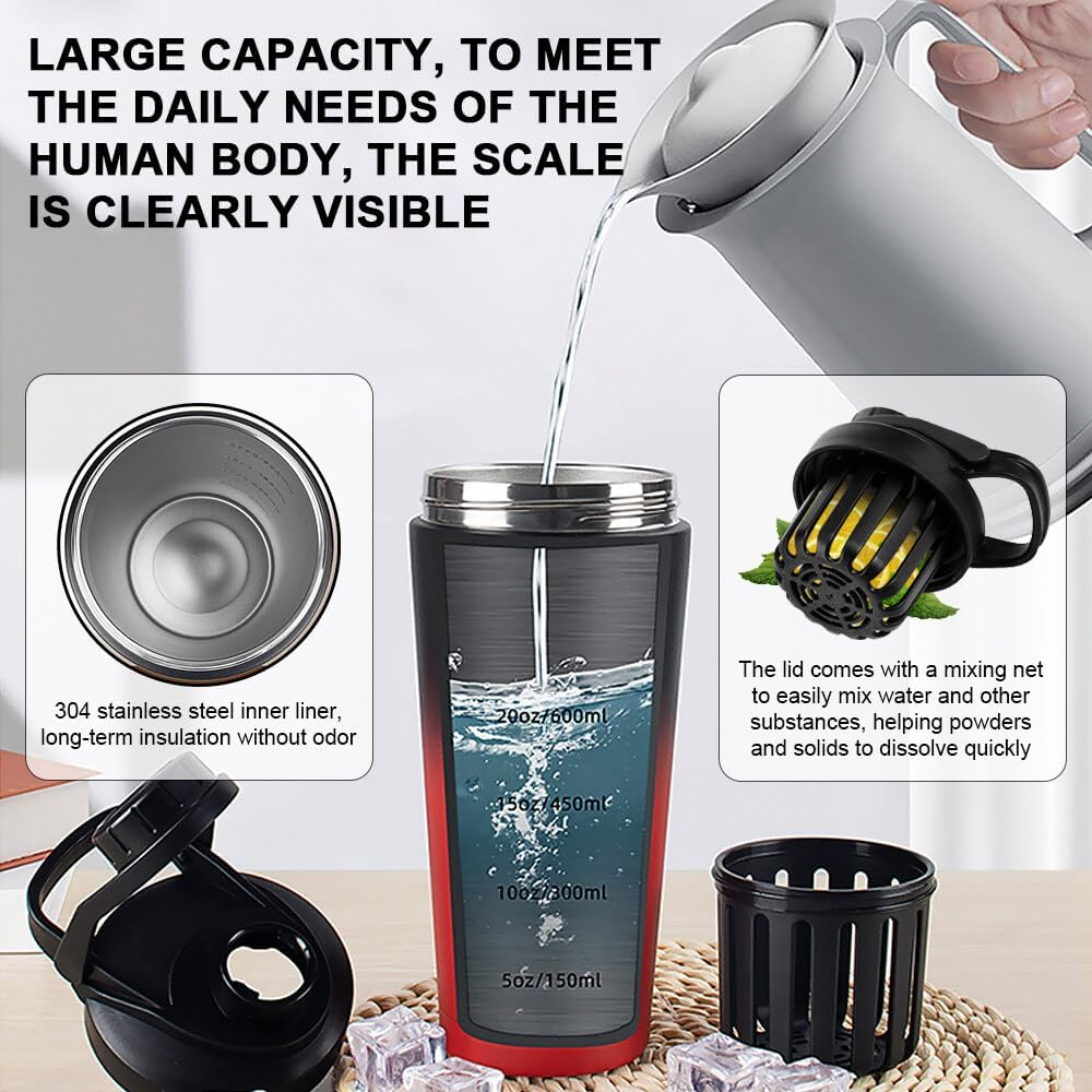 Protein Shaker Bottle 750Ml, Stainless Steel Insulated Protein Shaker and Water Bottle,With Noise Free,Bpa Free,Shaker for Protein Shakes, with Mixed Mesh,For Protein Shakes Gym Shaker image number 6