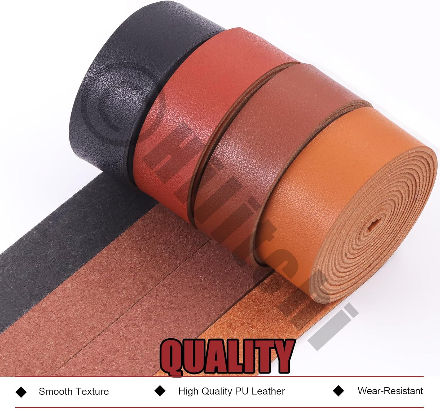 Hilitchi Black Leather Strips, 1 Inch Wide 78.7 Inch Length Double Sided Faux Leather Strips Flat Leather Straps Faux Leather Strips PU Leather Strips Belts for DIY Craft Projects image number 3