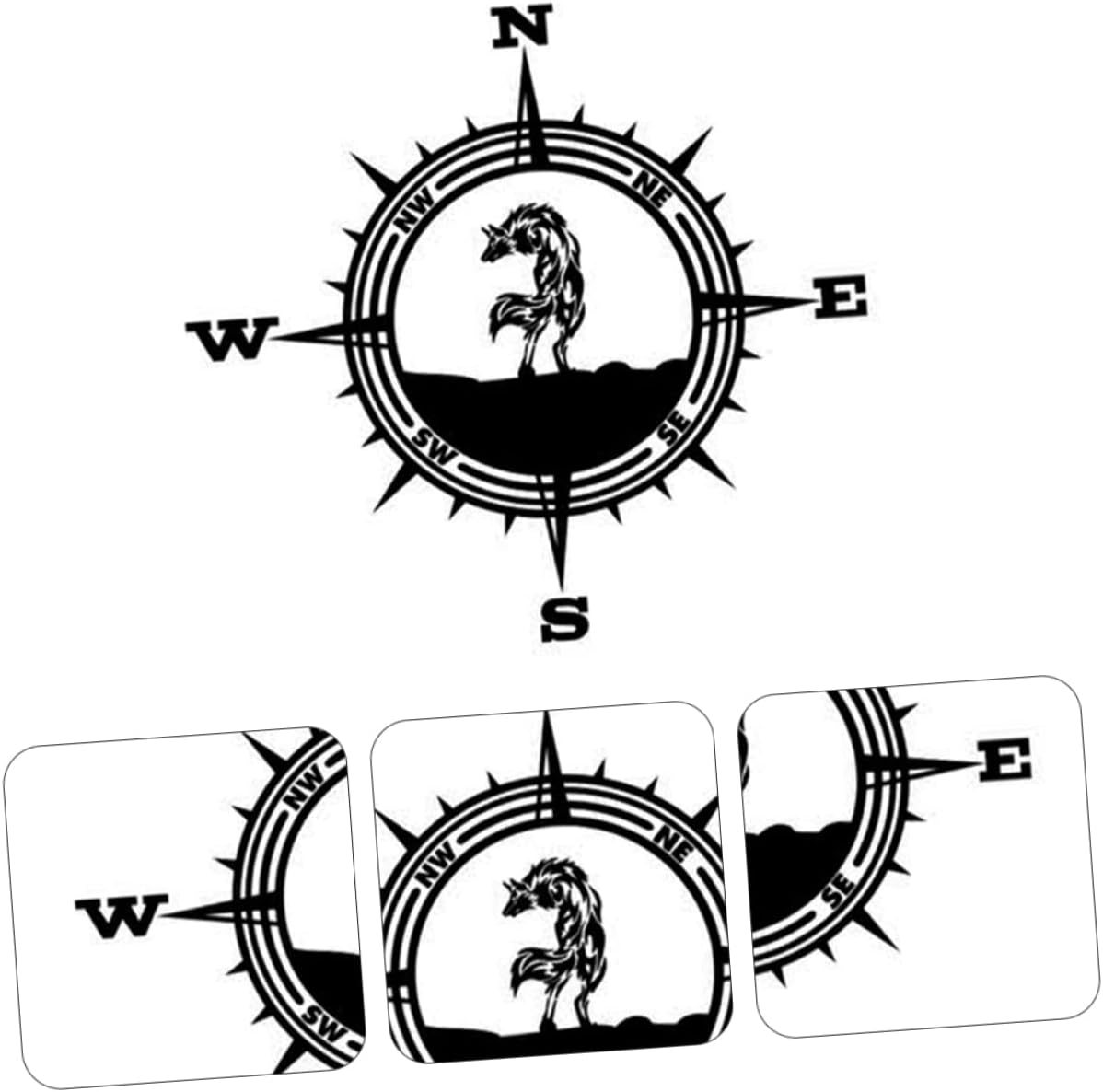 MAGICLULU Compass Mountain Car Stickers Wolf Vinyl Decal Black Vinyl Automotive Hood and Truck Door Vehicle Body Sticker for Outdoor Adventure Vehicles