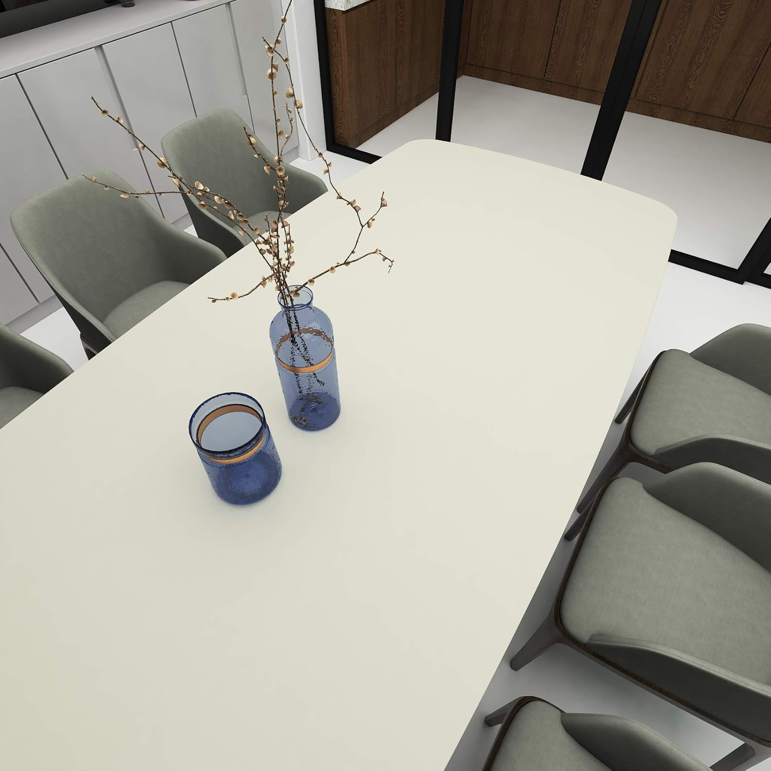 Livelynine Solid Beige Contact Paper for Cabinets Removable Wallpaper Peel and Stick Countertop Old Furniture Decorations Stick on Backsplash Adhesive Shelf Liners for Kitchen Cabinet 15.8"X78.8"Roll