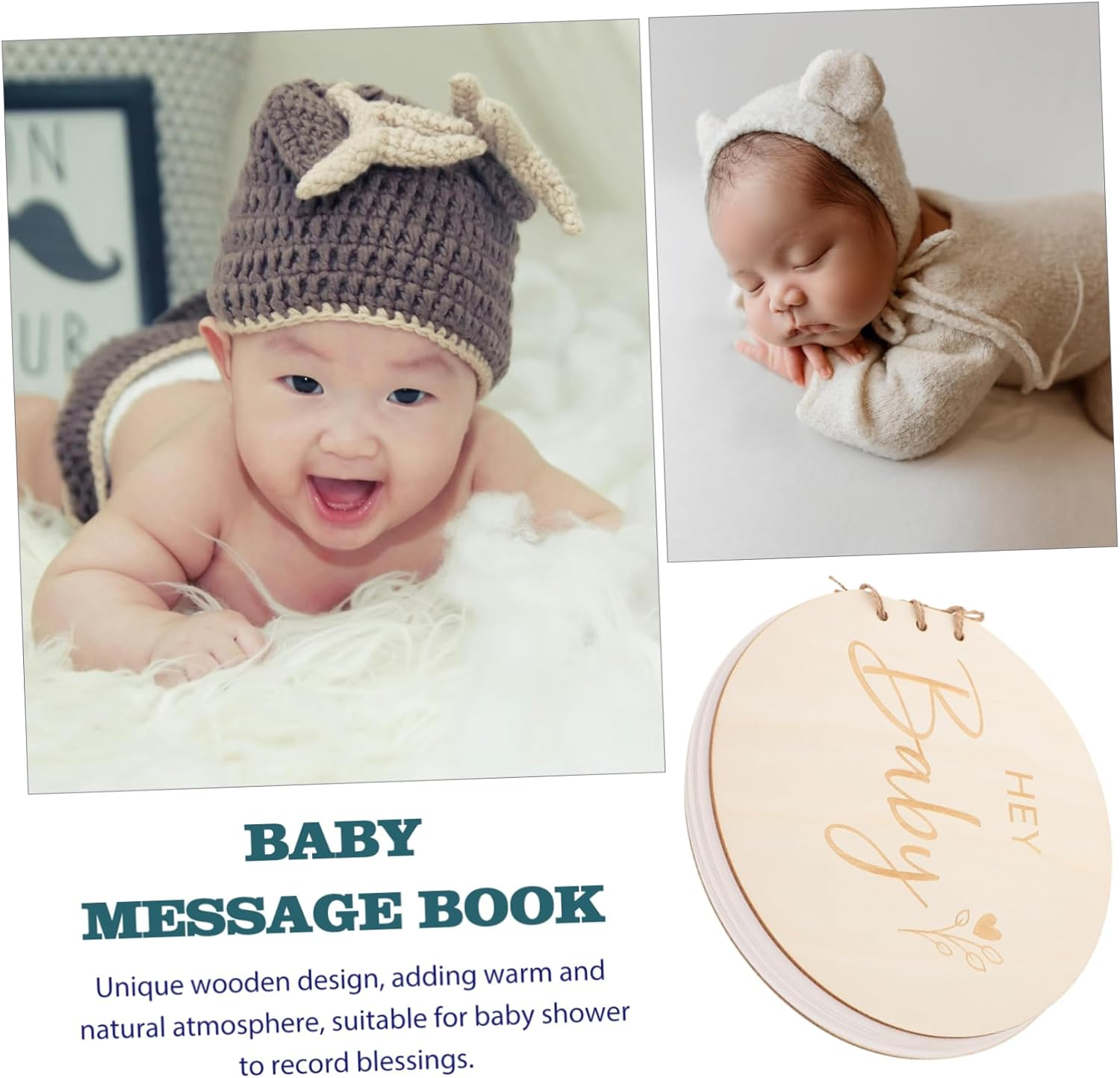 Didiseaon Wooden Message Board for Shower Rustic Signature Book Memory Album for Girl Milestone Book image number 2