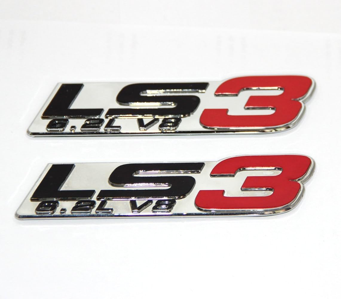 2Pack Chrome OEM LS3 Emblem 6.2L V8 Engine Emblems Badge Compatible with Zl1 1LE Corvette Cadillac Pair (Chrome Red) image number 2