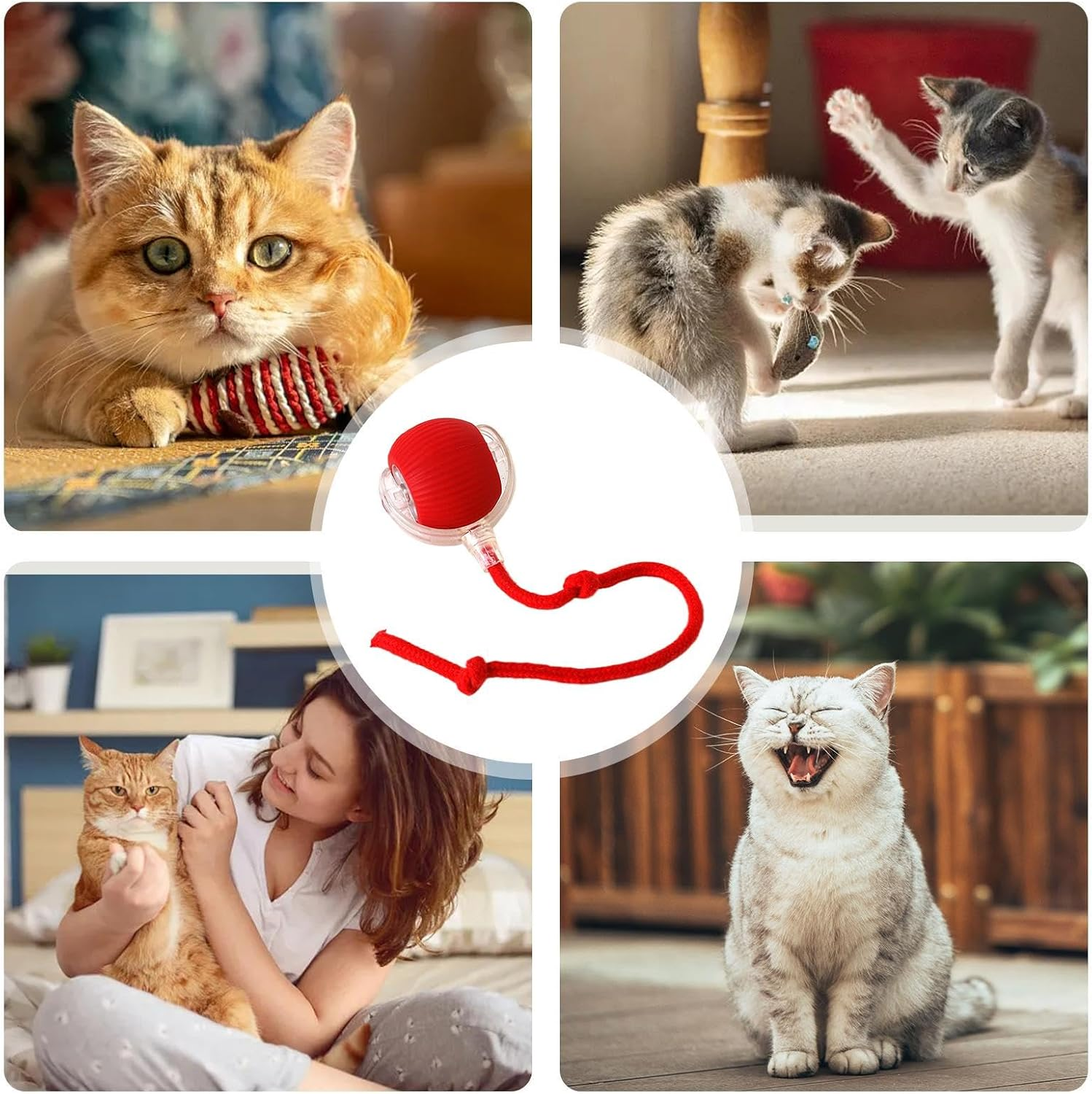 Xinhuju Smart Interactive Cat Toy Ball - Self-Moving Balls Toys,Automatic Cat Toys Ball Fast Rolling Cat Toys for Indoor Small Cats Pets