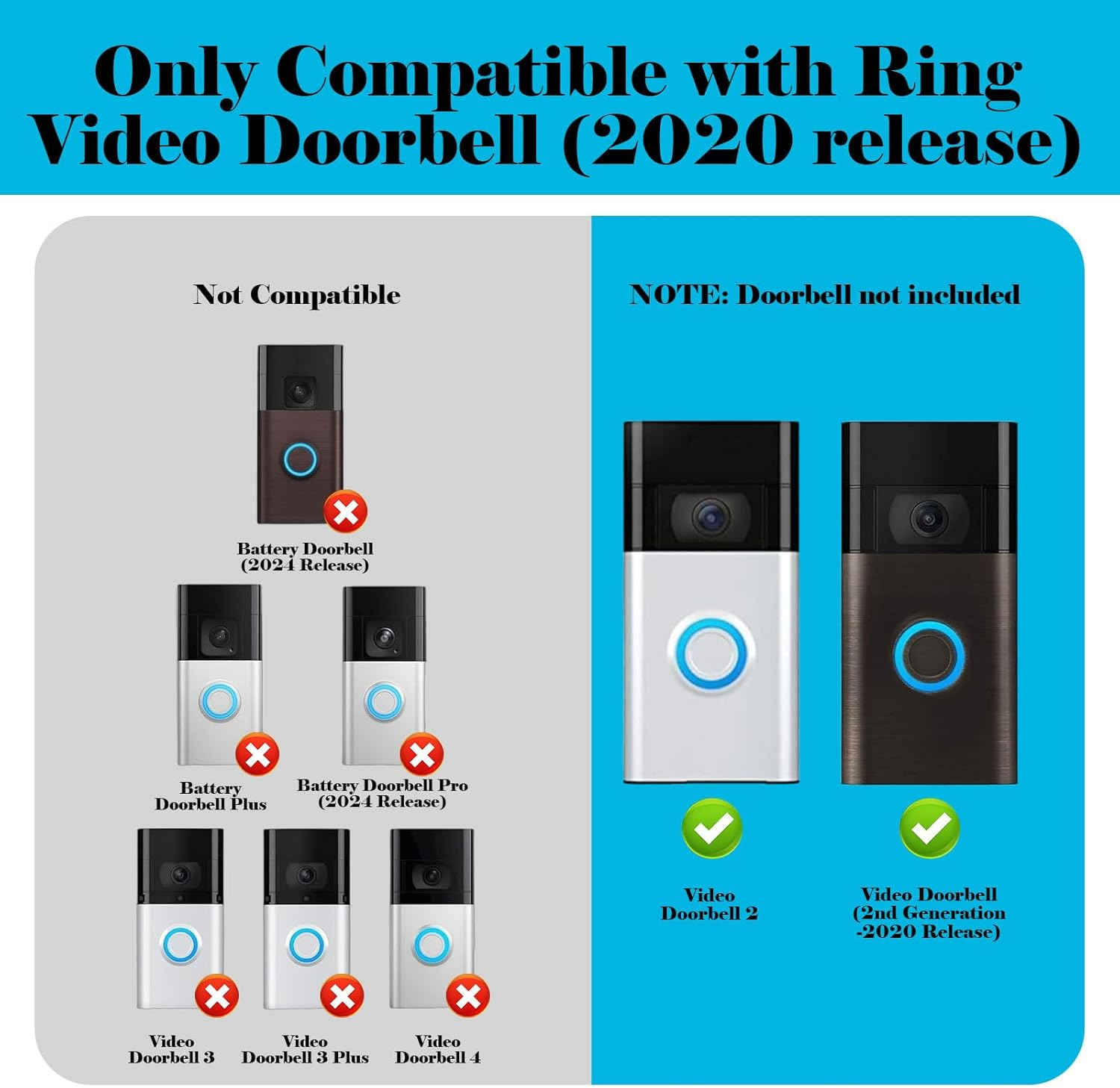 No-Drill Adhesive Holder for Ring Doorbell Mount, 1 Pcs Holder Bracket for Ring Camera Video Doorbell(2Nd Generation - 2020 Release), Bracket Accessories for Apartments Office Houses image number 1