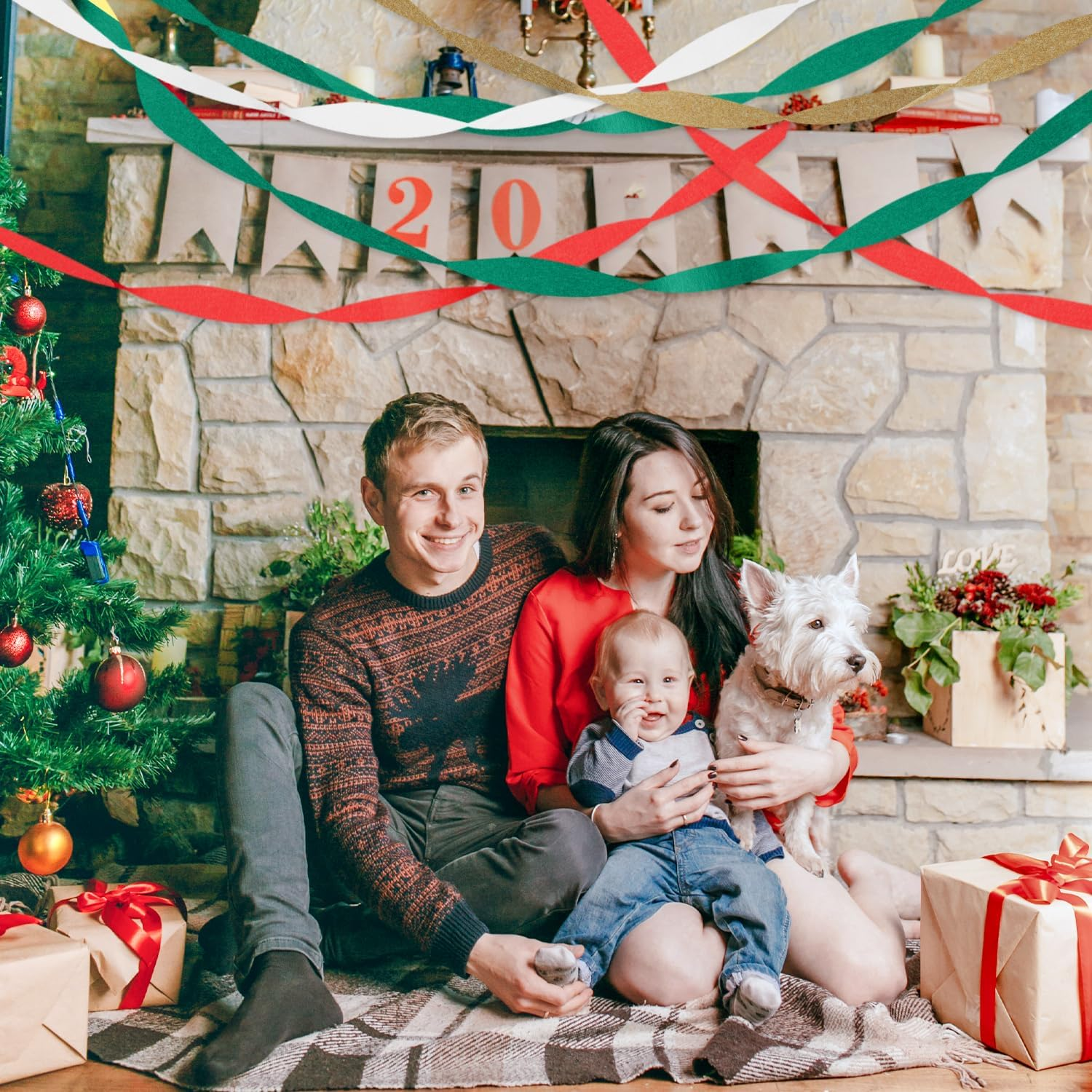 Crepe Paper Streamers 8 Rolls 656Ft, Pack of Green, Red, Gold, White Party Streamers for Christmas Decorations, Streamers Party Decorations, Holiday Decorations Indoor (1.8 Inch X 82 Ft/Roll) - Christmas image number 4