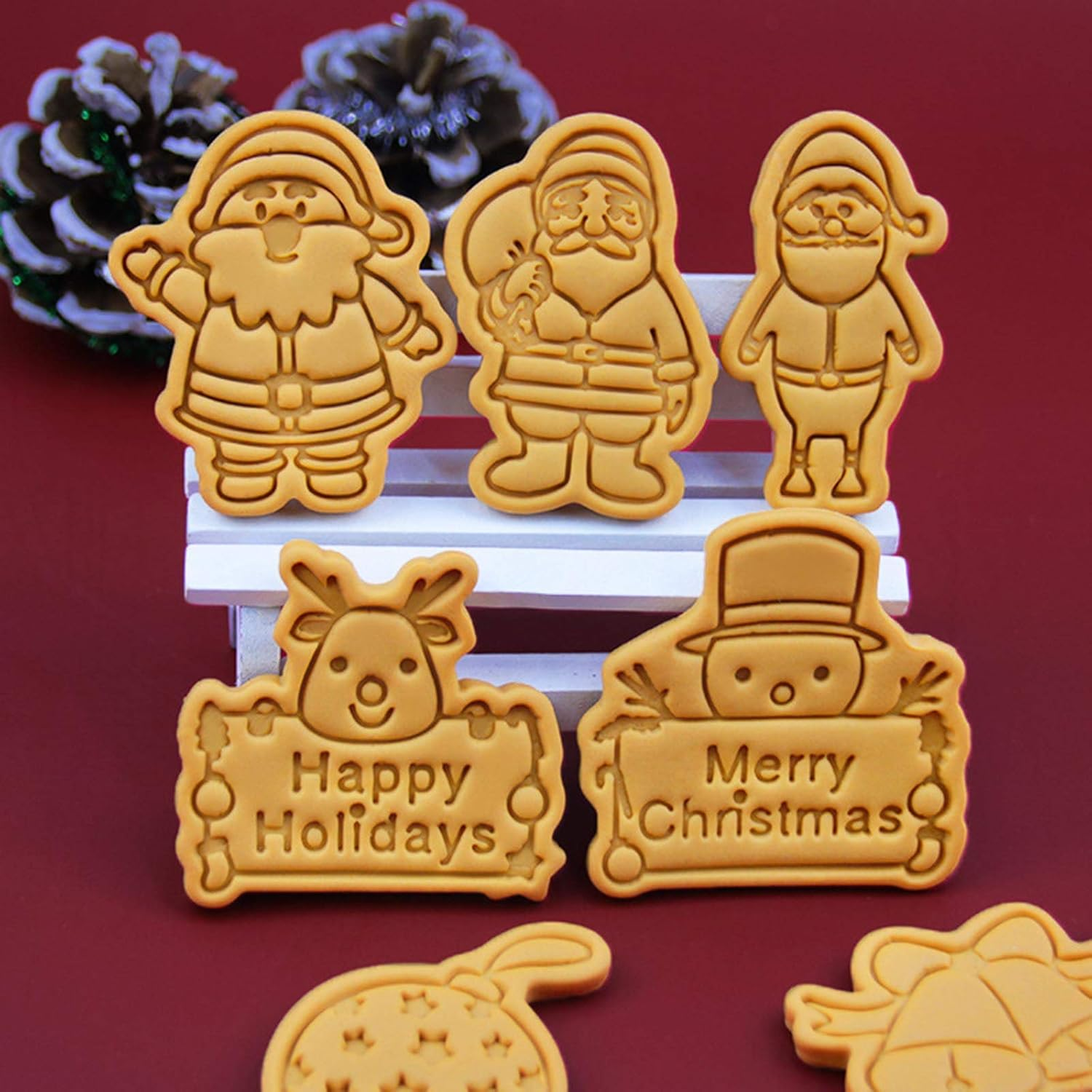 Christmas Santa Claus Shape 3D Biscuit Cookie Cutters Mold Pressable Biscuit Cookie Stamped Embossed Kitchen Baking Pastry Bakeware Tool-17 image number 6