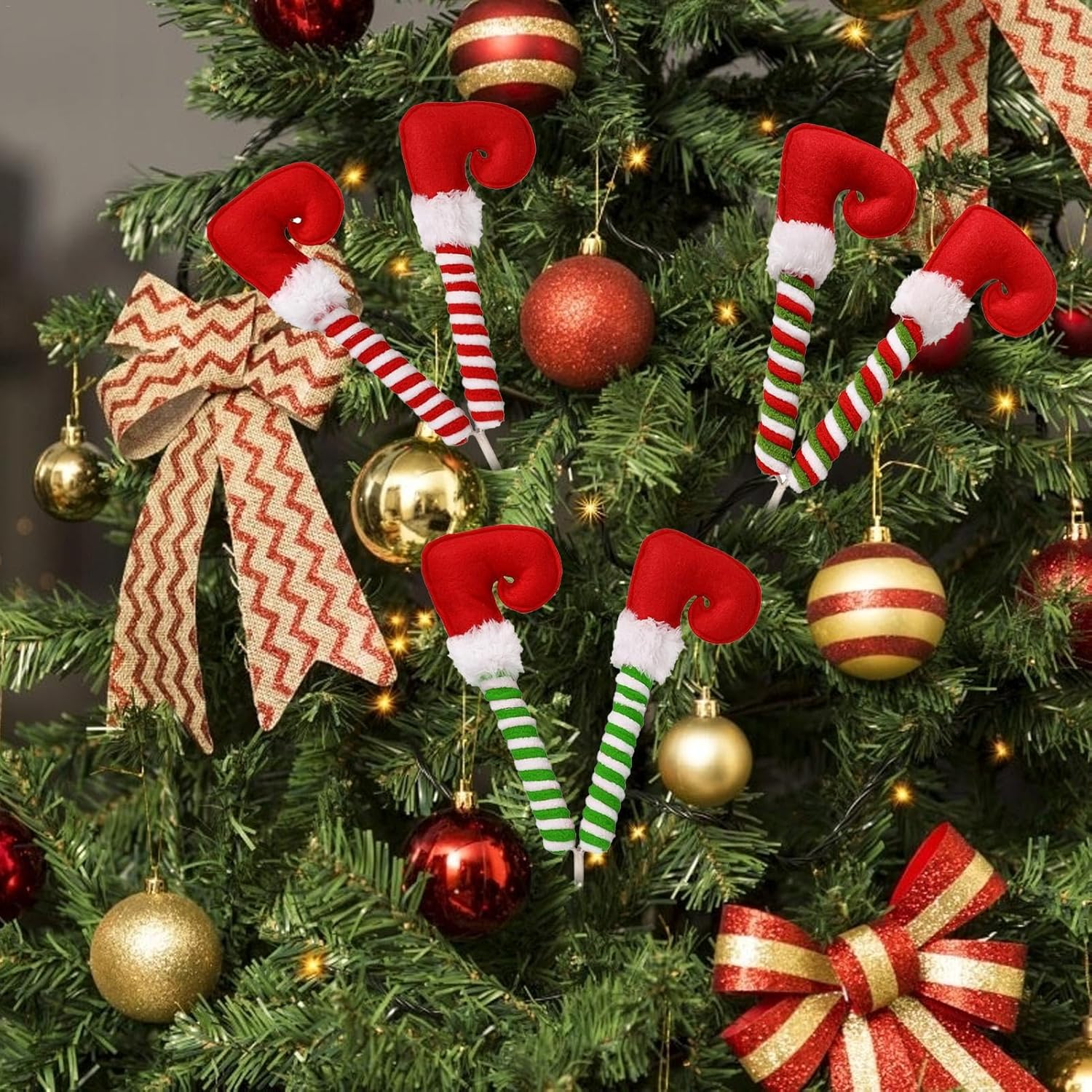 Christmas Elves Legs Tree Ornaments | Stuffed Legs Christmas Ornaments - Christmas Holiday Indoor Outdoor Decor for Hotel, Cafe, Mall
