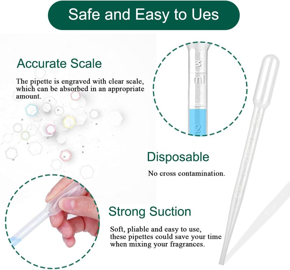 100 PCS 5ML Disposable Plastic Transfer Liquid Dropper Plastic Essential Oils Graduated Transfer Pipettes Washable Pipettes for Essential Oils Paint Alcohol image number 3