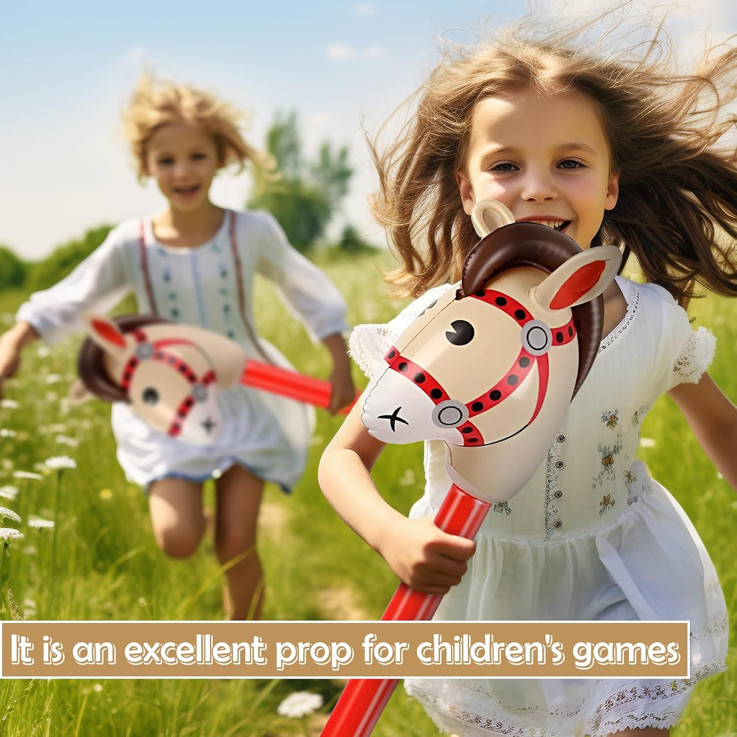 12 Pcs Inflatable Stick Horse, KUAOOAUK Inflatable Horsehead Stick Balloon, Cute 37 Inches Horse Stick for Kids Horse Birthday Decorations Christmas Cowgirl Cowboy Party Supplies image number 2