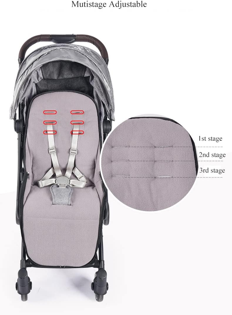 Universal Pushchair Footmuff Fleece Lined Stroller Pram Waterproof and Windproof 2 in 1 Foot Cover Winter Warm Detachable Baby Stroller Liner Infant Toddler Buggy Thicken Sleeping Bag with Dual-Zips - Grey image number 5