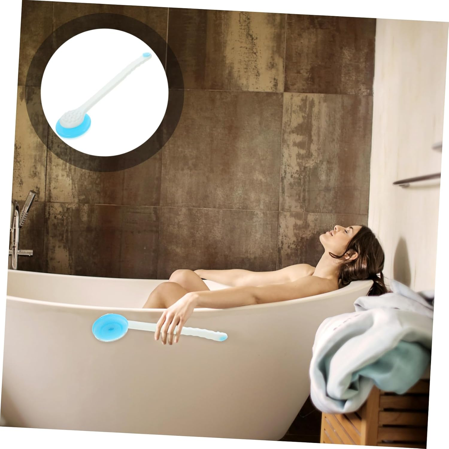 HAPINARY Shower Brush Long Handle Brush anti Bath Silicone Bath 360 Degree Rotary Deep Rub