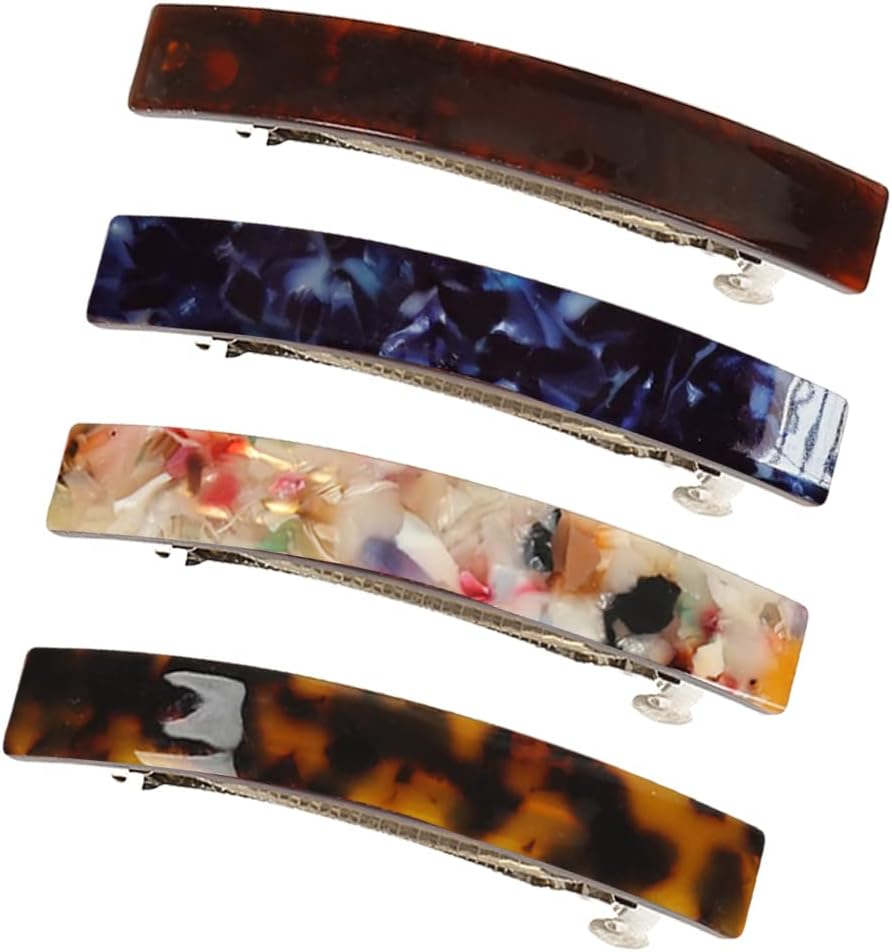 4 Pieces Acrylic Hair Clip Automatic Hair Clips Acetate Hair Pin for Fine Hair and Medium Thick Hair French Vintage Hair Accessories for Women Girls image number 4