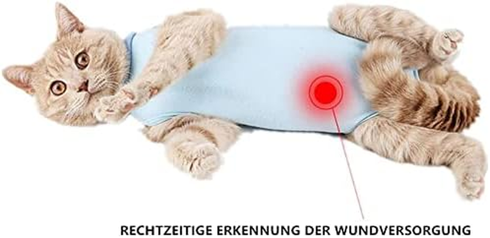 Voarge Recovery Suit Cat, Cat Bodysuit after Op, Anti-Licking, Prevent Licking after Surgery, Weaning and Keep Warm Recovery Cloth Suit for Cats Dogs (M, Blue) image number 3