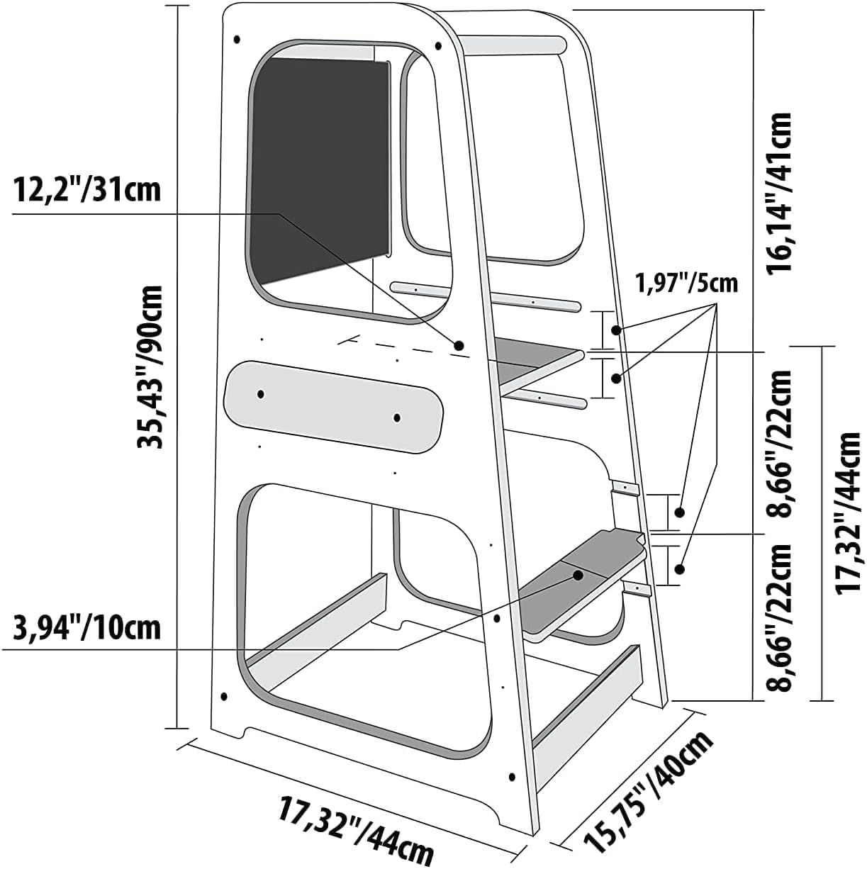 Toddler Standing Tower - Safe Montessori Step Stool for Toddlers,Height Adjustable Children Standing Helper,Perfect Tower for Learning New Skills - Ideal Helper for Little Kids in the Kitchen (Beige) image number 5