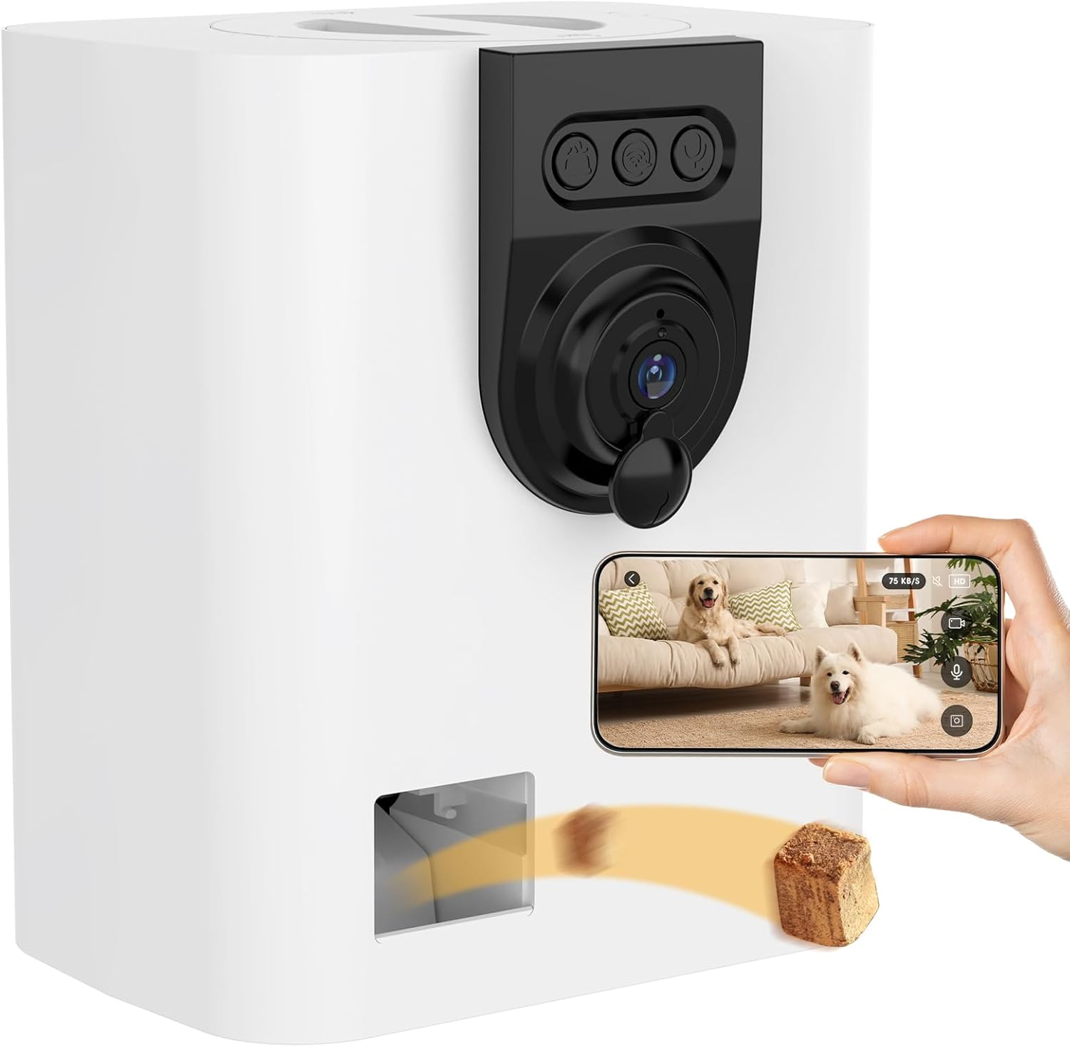 Dog Camera Treat Dispenser, 2.4G/5G Wifi Remote Tossing for Dogs/Cat, Pet Camera with Two Way Audio & 1080P HD Night Vision, Monitoring Pet Remotely image number 6