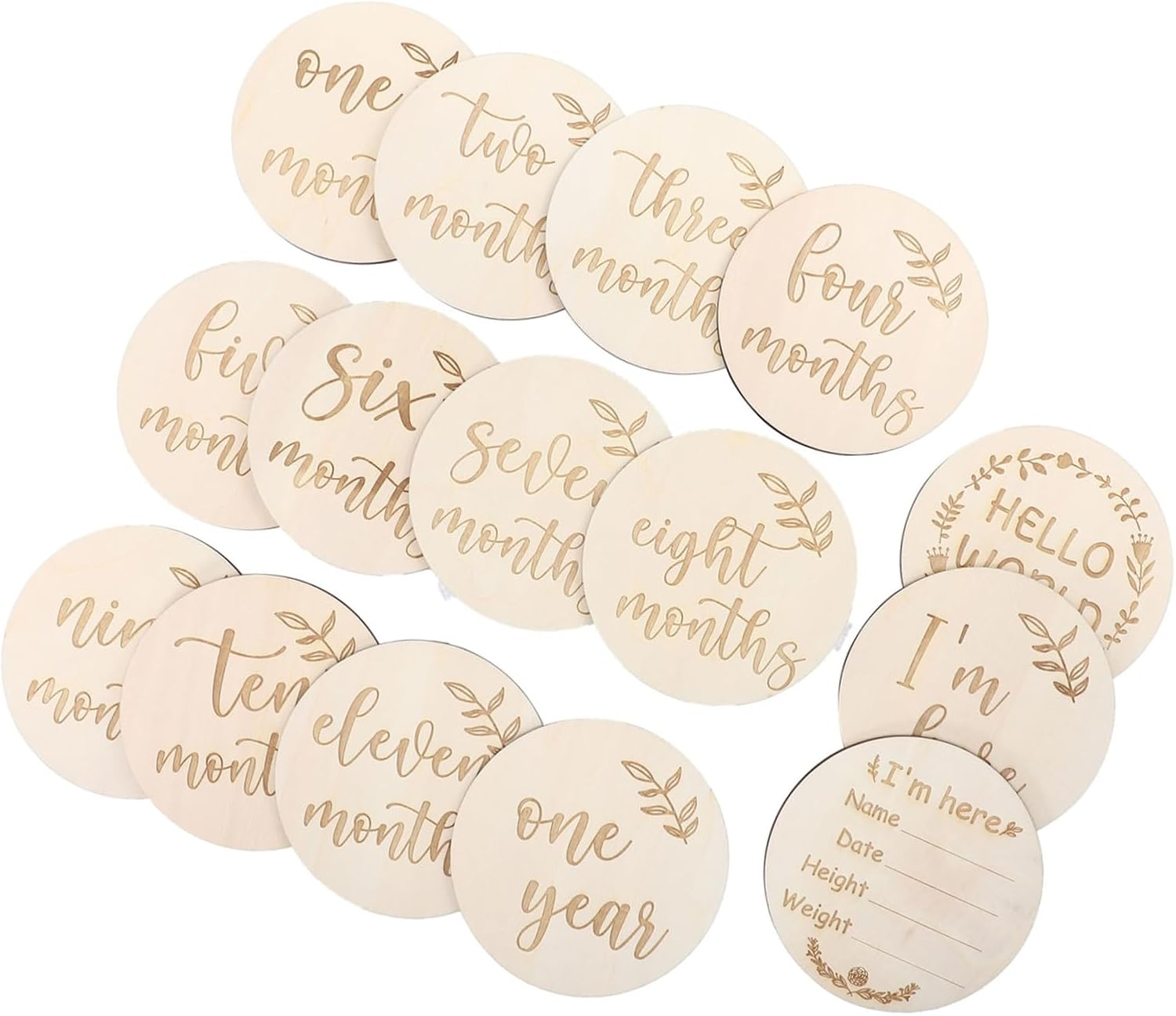 ERINGOGO Monthly Milestone Cards Wooden Growth Photo Props Newborn Congratulations Cards image number 5