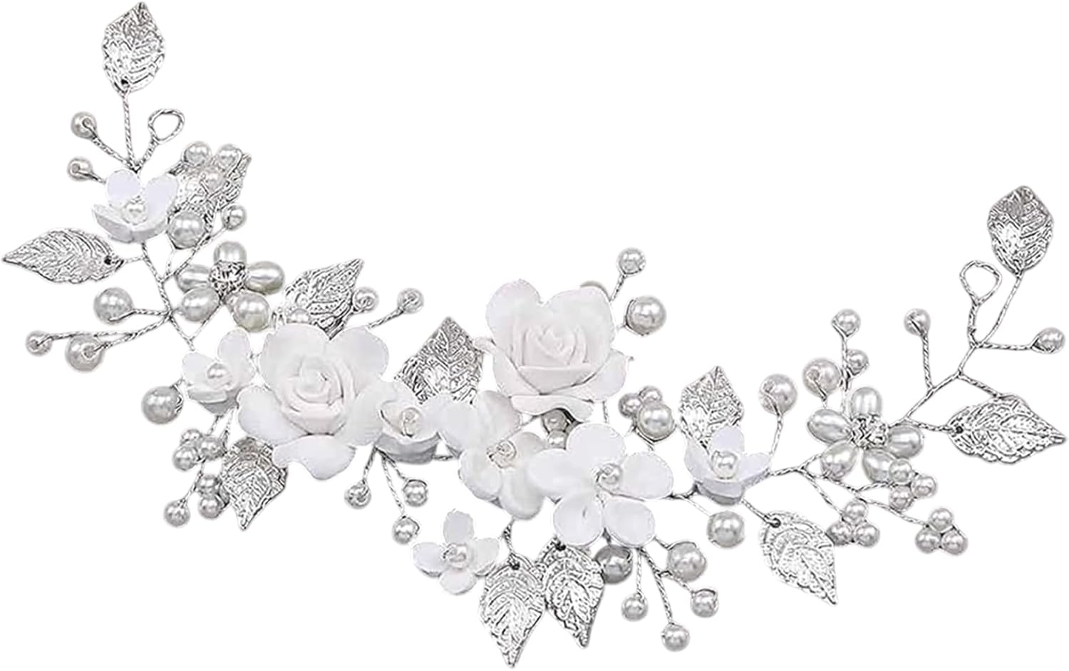 Silver Crystal Headband, Flower Leaf Headpiece, Wedding Hair Accessories for Bride, Hair Accessories for Women and Girls image number 1