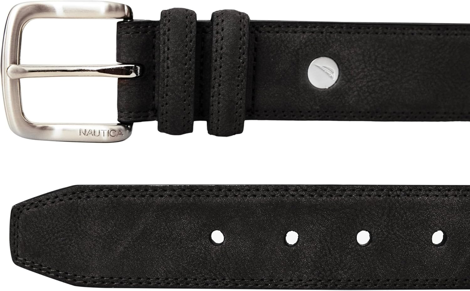 Nautica Men'S Casual Padded Leather Belt with Signature Ornament image number 2