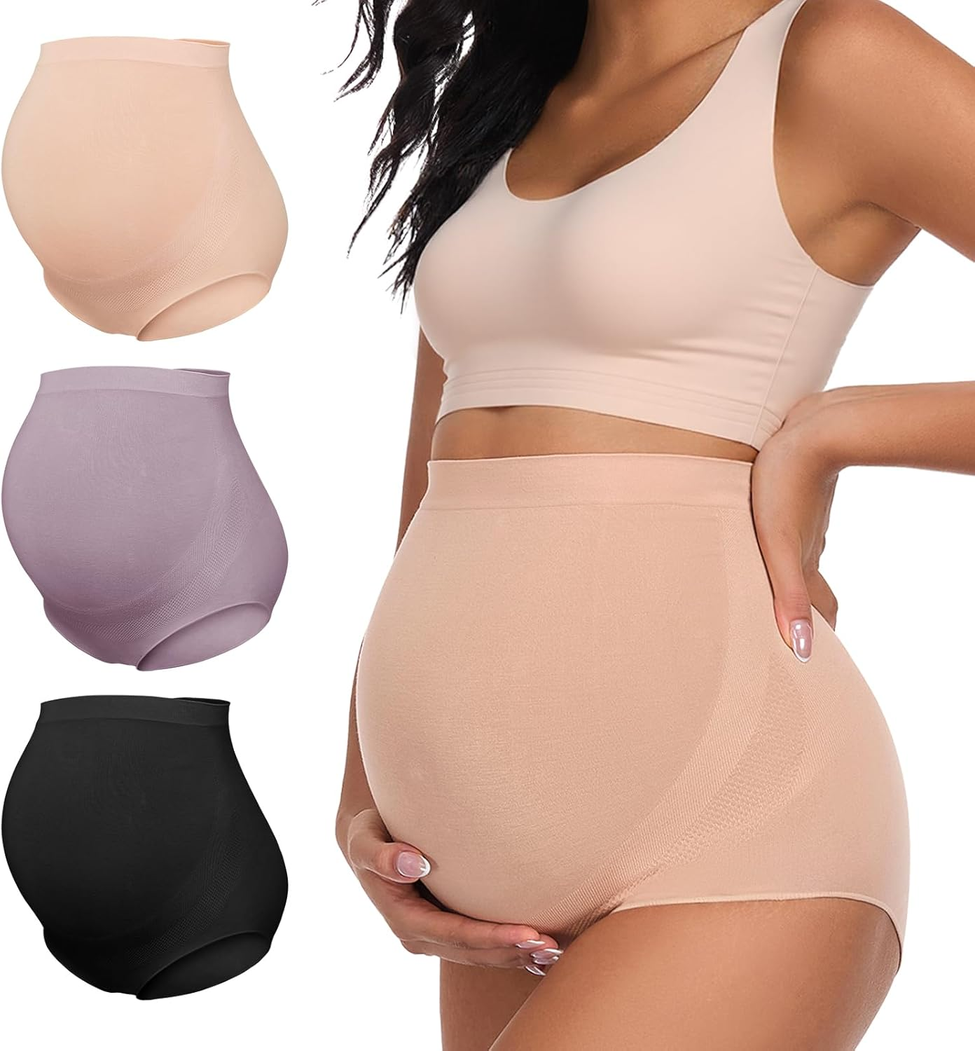 Summer Mae Maternity Underwear Soft Breathable High-Waist Pregnancy Seamless over Bump Panties for Women
