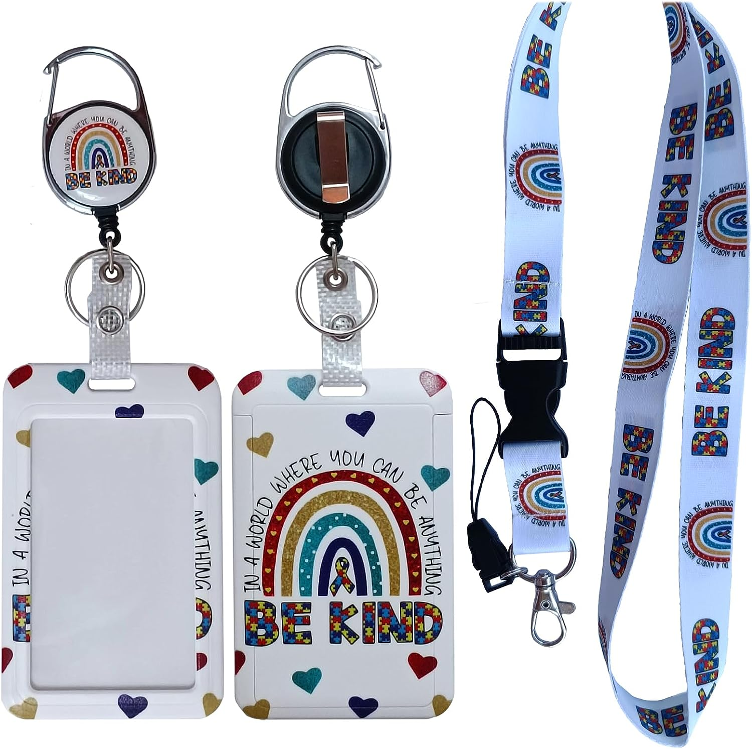 Purple Butterfly Retractable ID Badge Holder with Detachable Lanyard, Fashionable Badge Reel Heavy Duty with Carabiner Clip Lanyards for Keys USB Nurse Medical Student Teacher Office Women Men Gifts