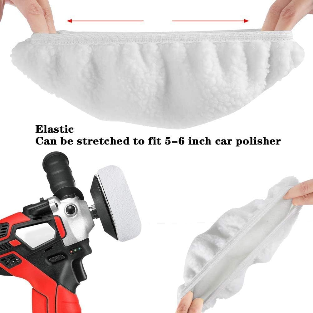 18 Pcs Polishing Bonnet,5-6 Inches Buffing Pads,6 Inch Polishing Pads, Car Buffer Bonnet, Car Wax Cover Kit, 8 Microfiber, 6 Non-Woven, 2 Woolen, 2 Coral Fleece for Orbital Buffer Polisher image number 4