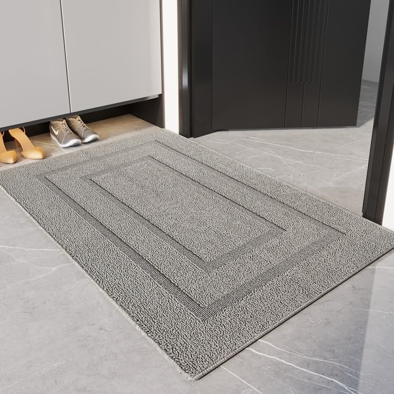 PCSWEET HOME Front Door Mat 50Cm X 80Cm, Non-Slip Entryway Rug, Low Profile Washable Doormat Indoor Entrance, Super Absorbent Welcome Mat for Porch, Patio, Garage, Grey image number 2