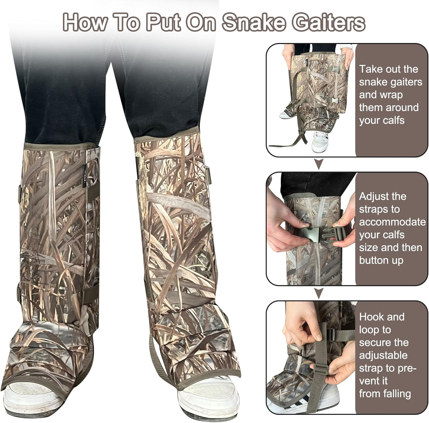MYDAYS OUTDOOR Snake Gaiters for Hunting, Snake Chaps, Snake Guards for Legs, Snake Bite Protection for Lower Legs,Snake Proof Boots for Men Women