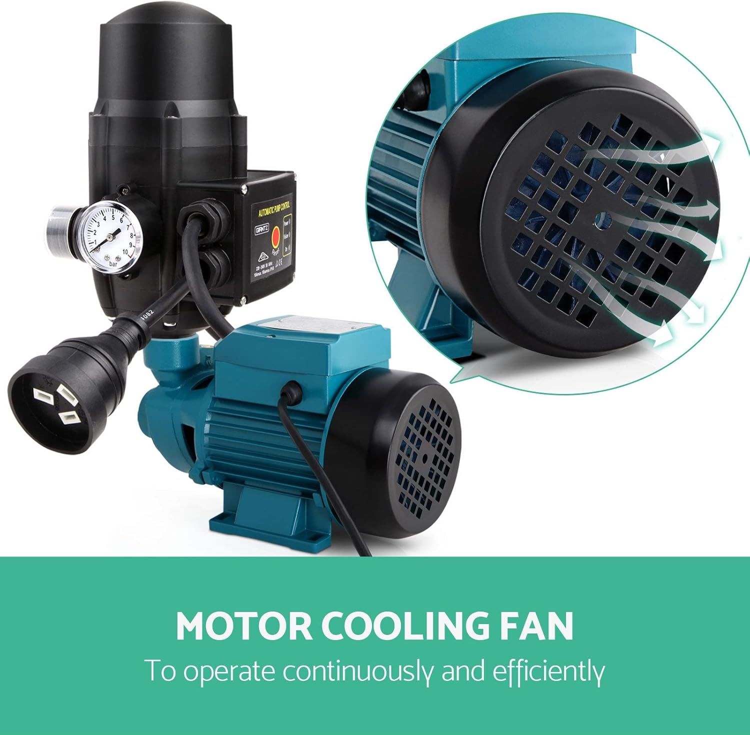 Giantz Water Pump, 240V 2100L/H Electric High Pressure Garden Pumps Controller Irrigation for Pool Pond Tank Home Farm Car Clean, Head Steady Fow Black